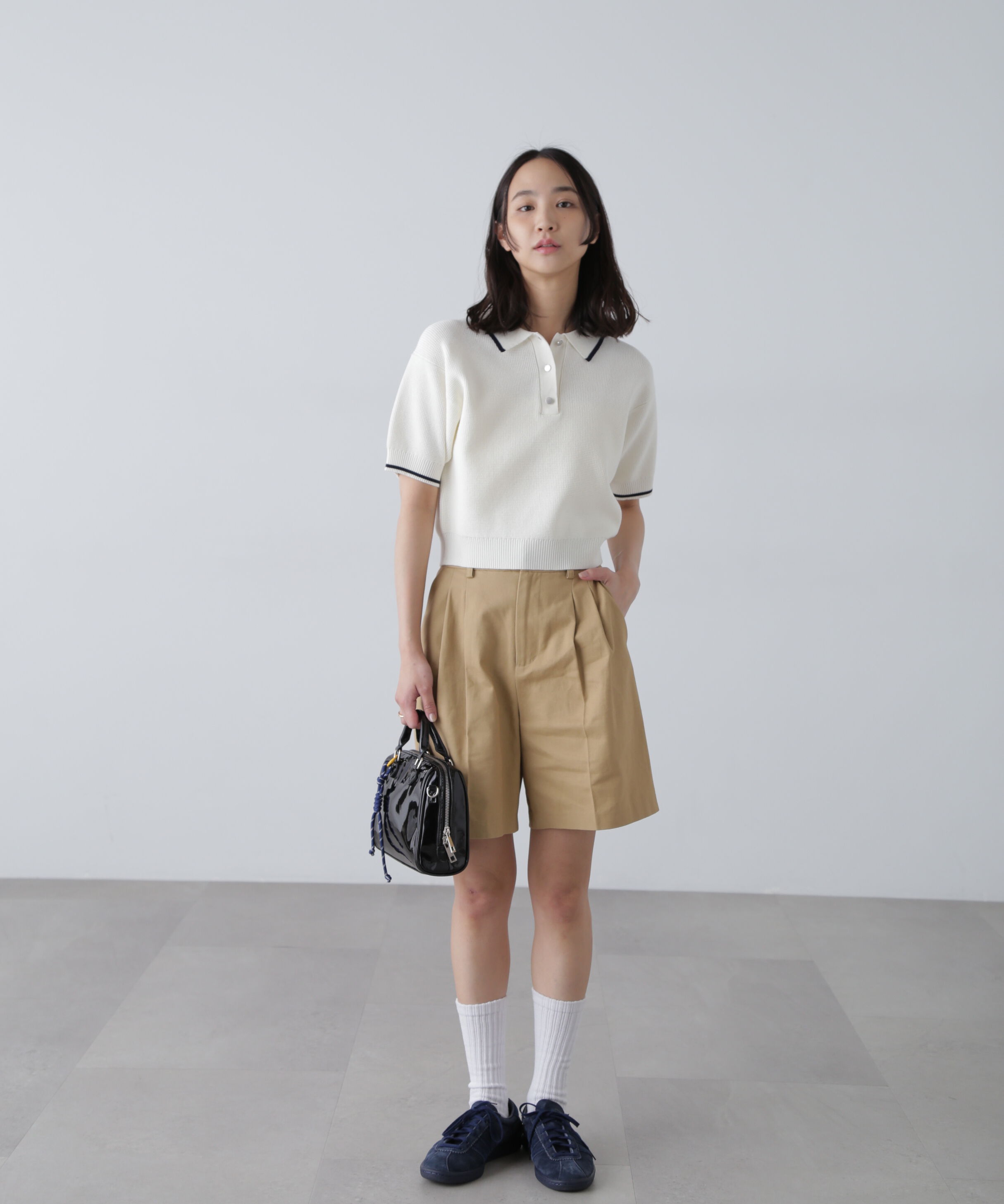 「配色ラインニットポロ」|ニット・セーター|