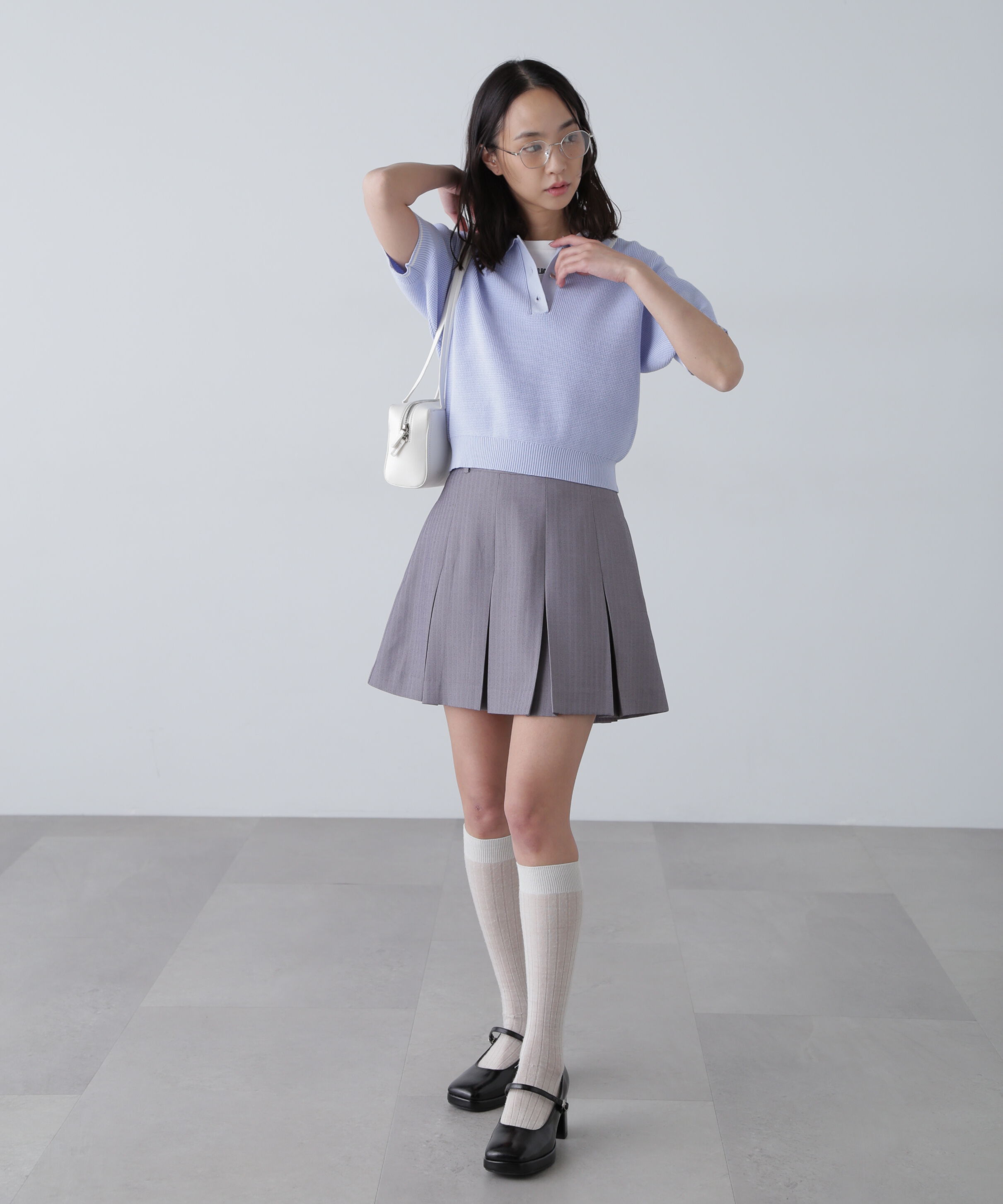  「配色ラインニットポロ」|ニット・セーター|