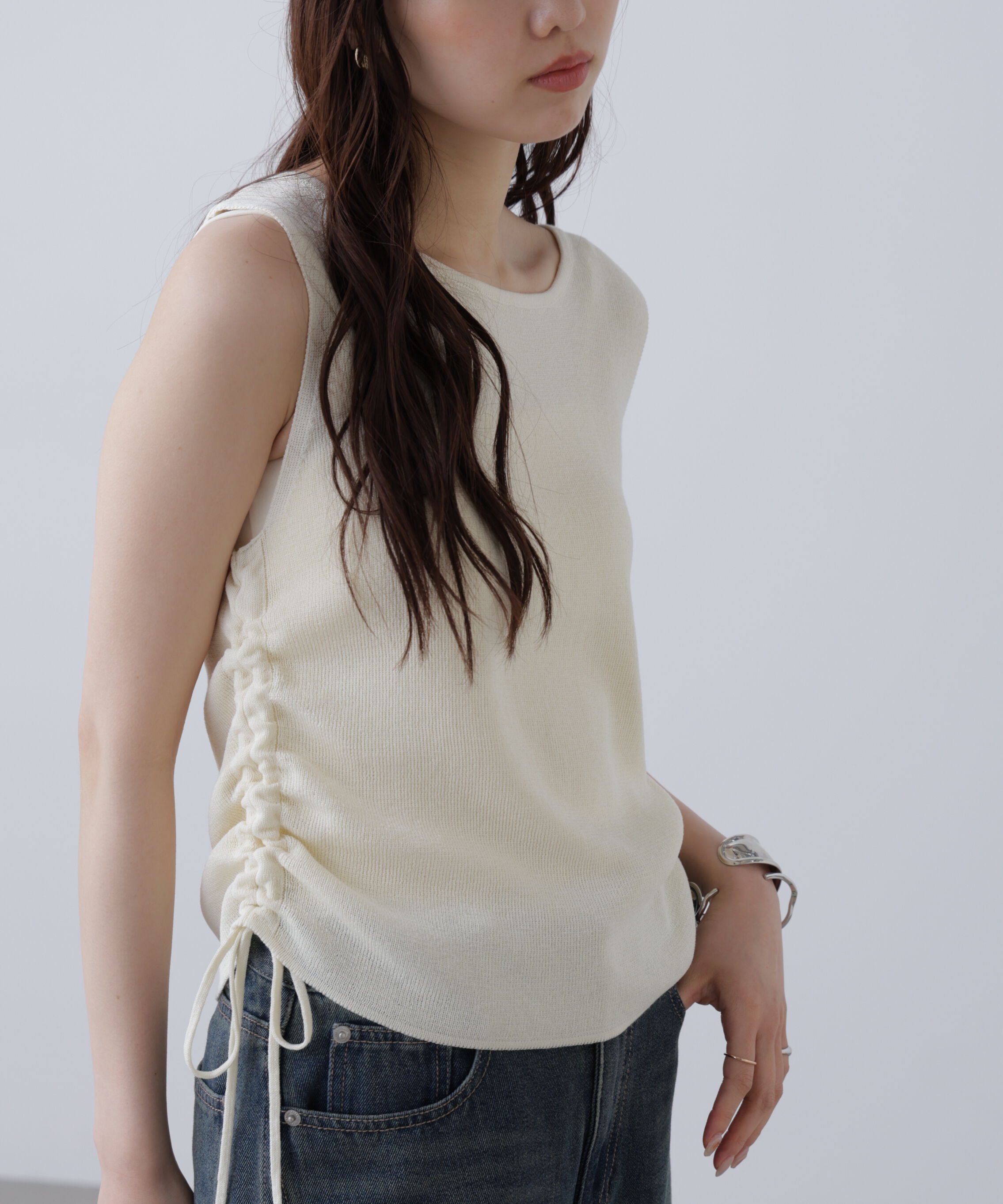  「サイドドロストノースリーブニット」|ニット・セーター|