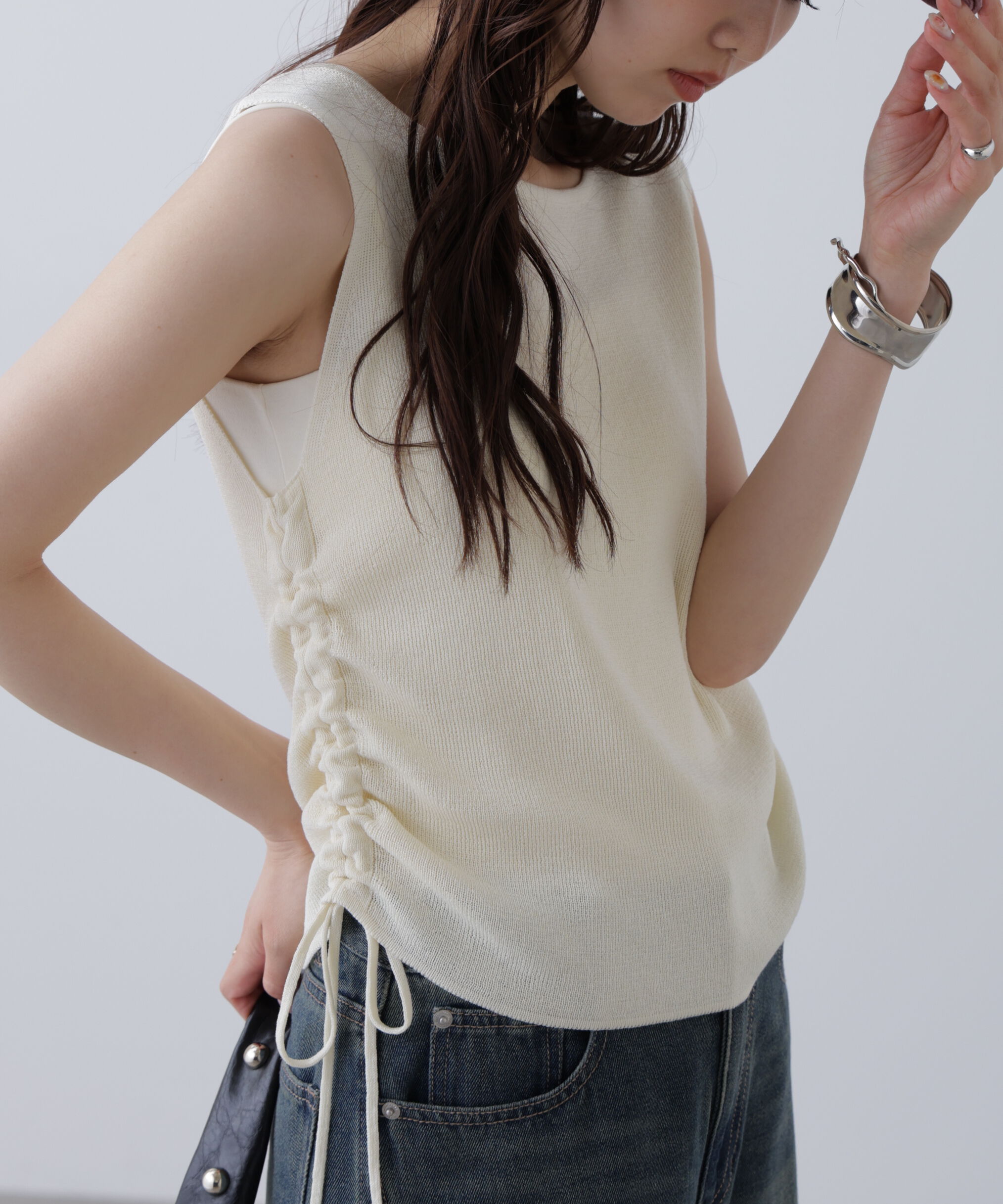  「サイドドロストノースリーブニット」|ニット・セーター|