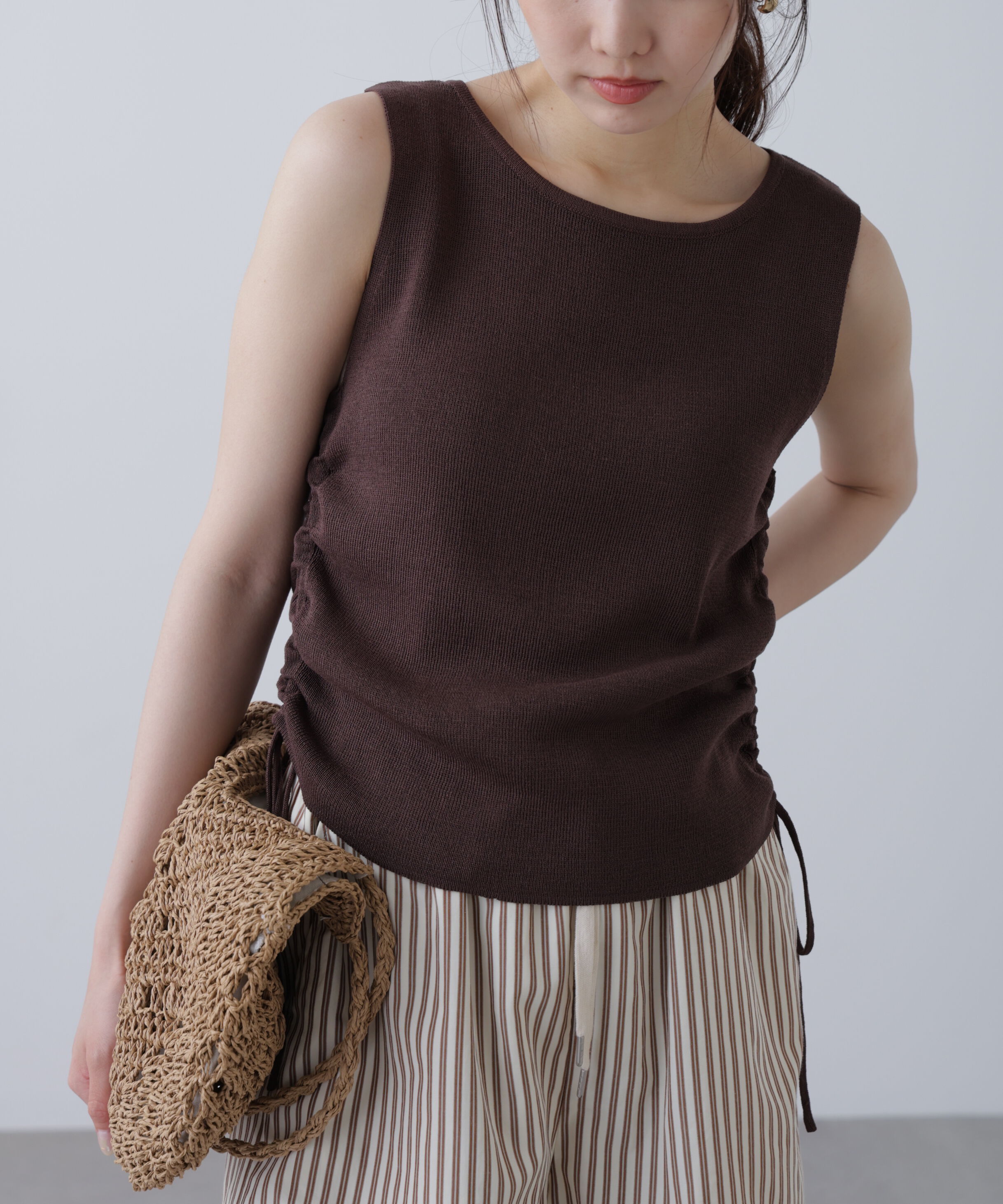  「サイドドロストノースリーブニット」|ニット・セーター|