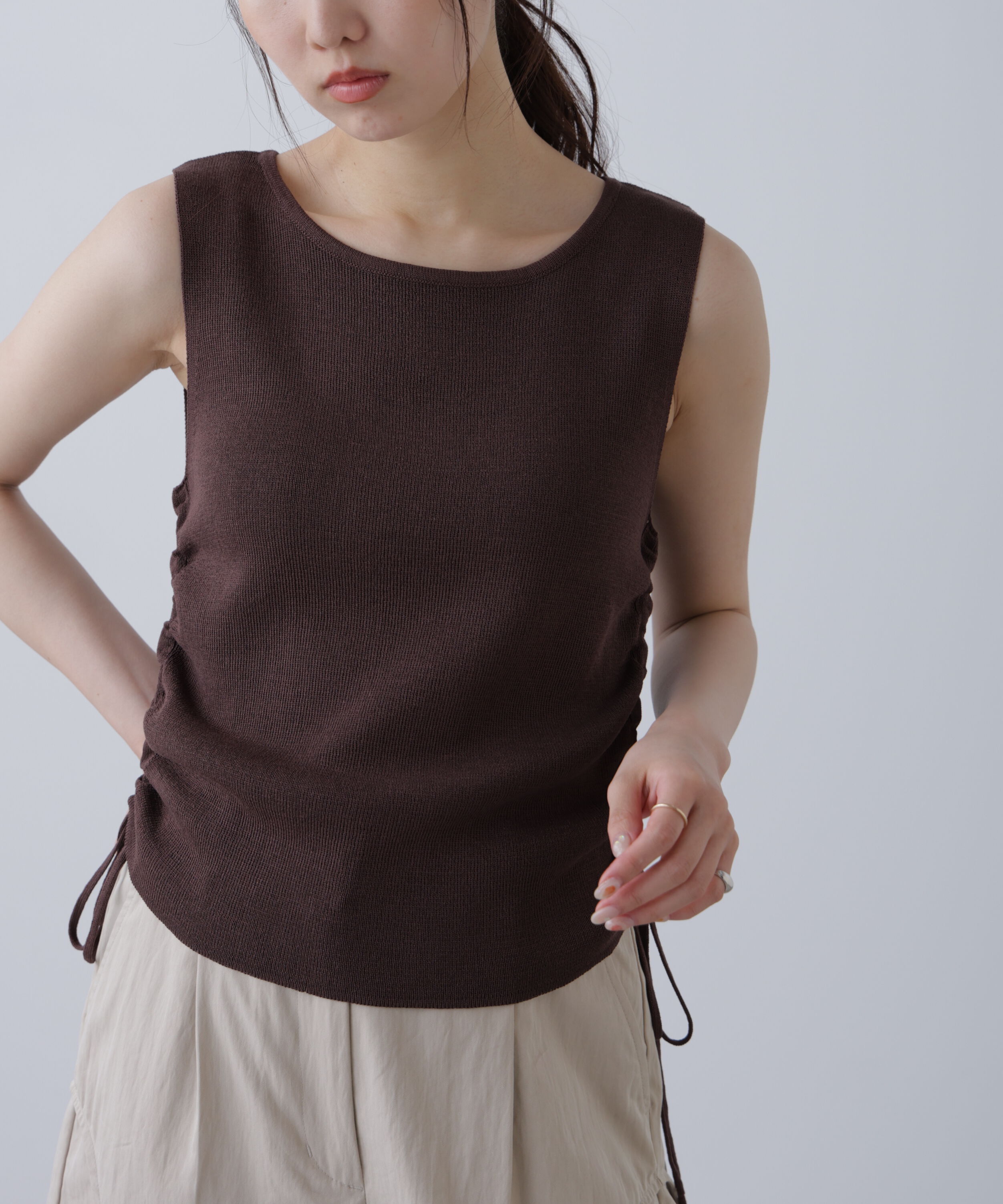  「サイドドロストノースリーブニット」|ニット・セーター|