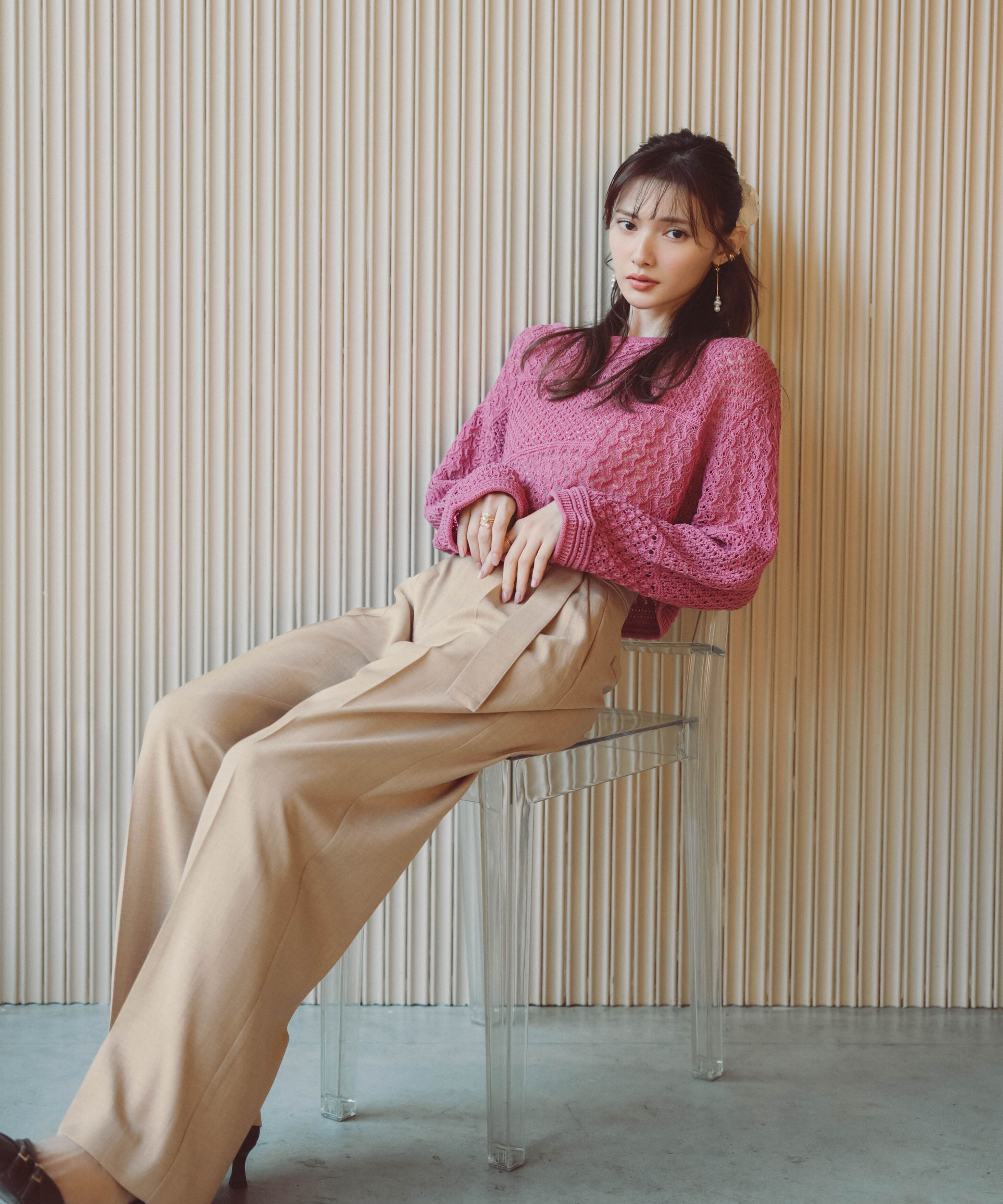 PROPORTION BODY DRESSING「＜ウォッシャブル＞ベルト付きタックワイドパンツ　26SS」|その他|ベージュ