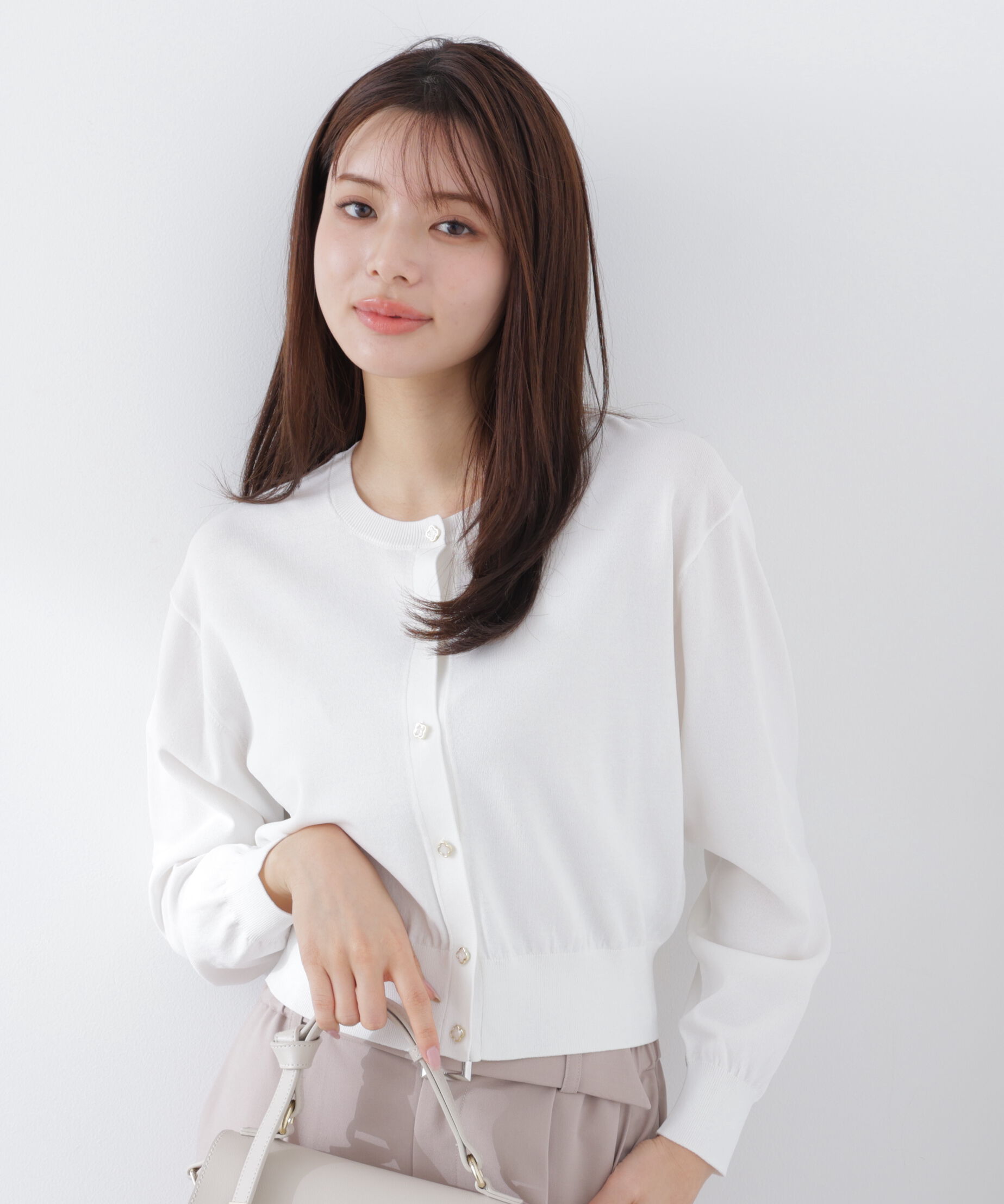 PROPORTION BODY DRESSING「＜ウォッシャブル/UV＞ベーシックカーディガン　26SS」|カーディガン|ホワイト