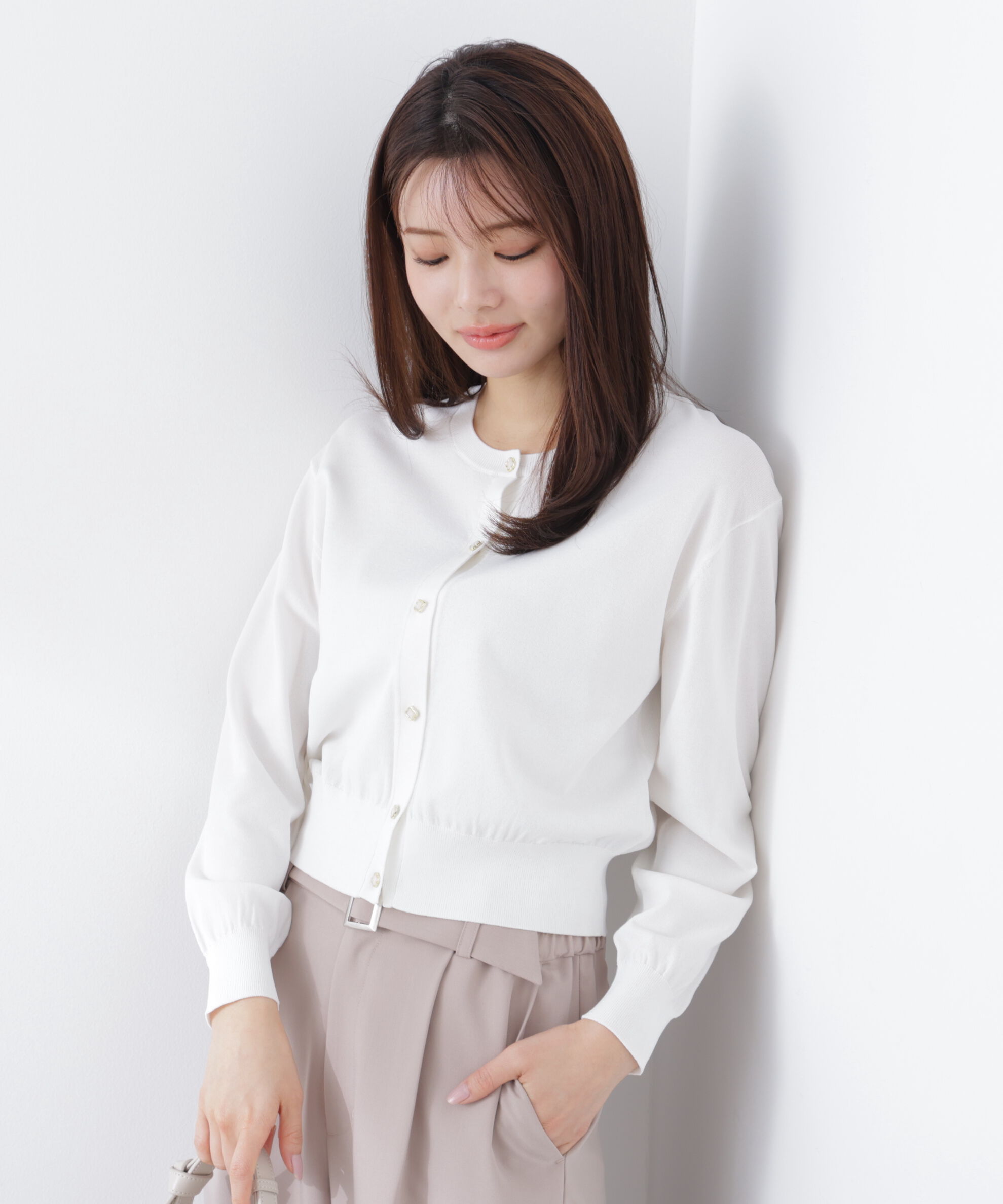 PROPORTION BODY DRESSING「＜ウォッシャブル/UV＞ベーシックカーディガン　26SS」|カーディガン|