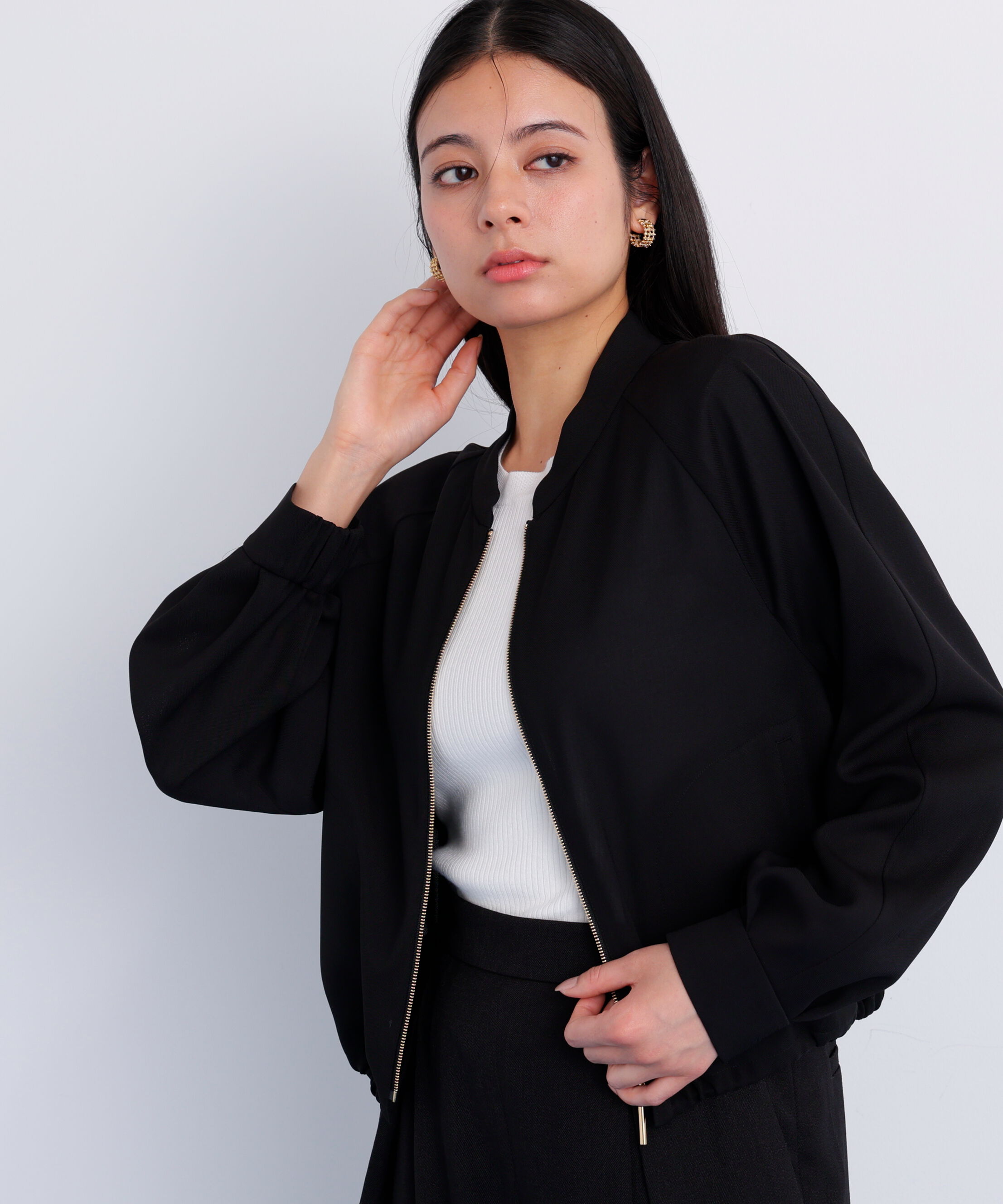  「［美香さん着用］シアーカラミショートブルゾン」|ブルゾン・スタジャン|