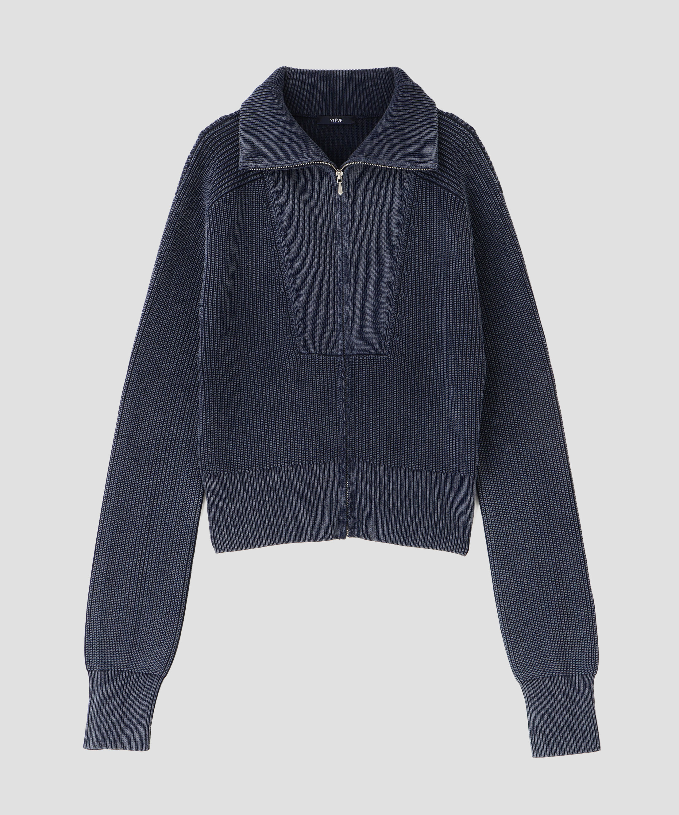 YLEVE 「YLEVE / FADED STONEWASH KNIT ZIP PULLOVER」|ニット・セーター|ネイビー