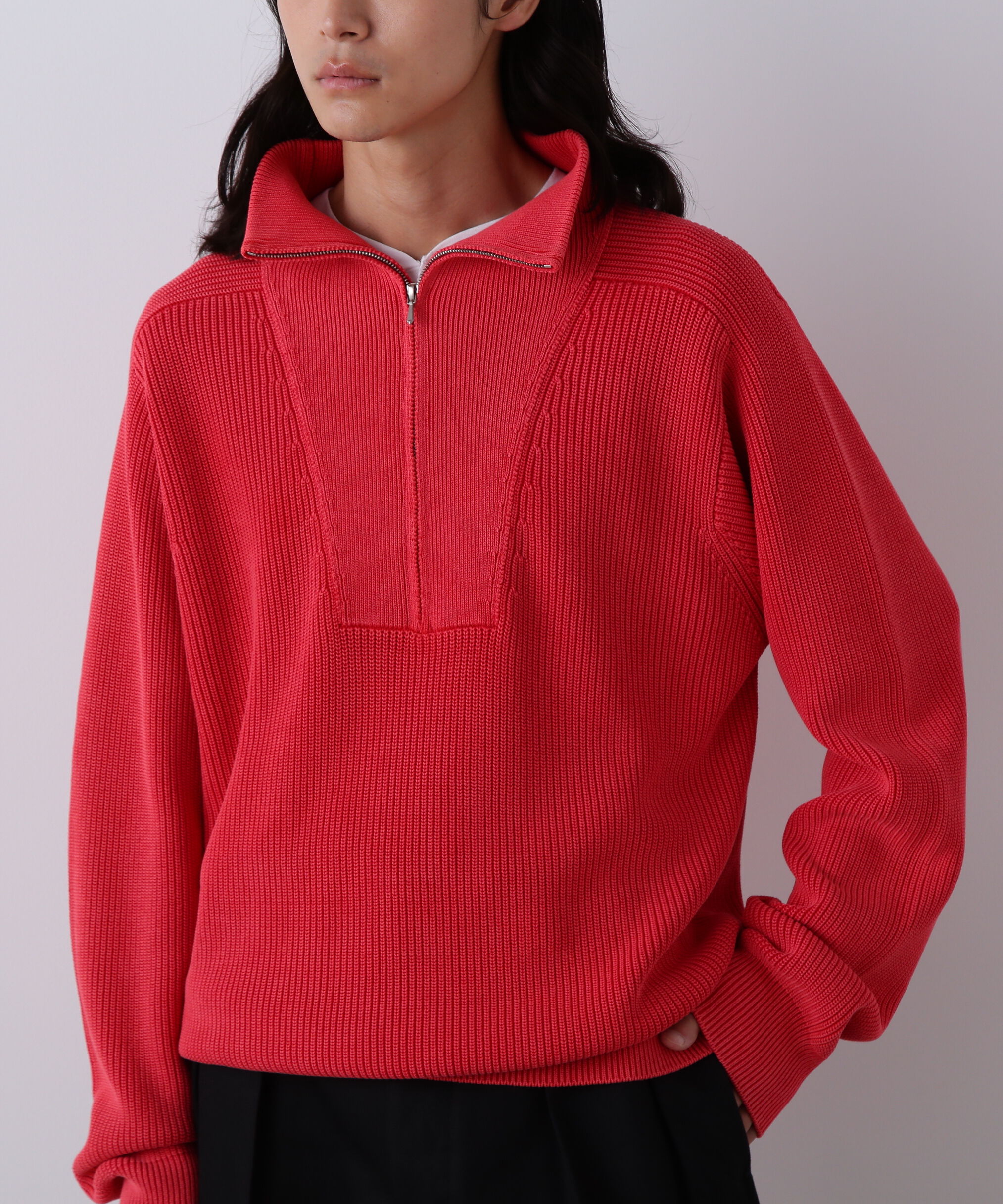 YLEVE 「YLEVE / FADED STONEWASH KNIT ZIP PULLOVER」|ニット・セーター|