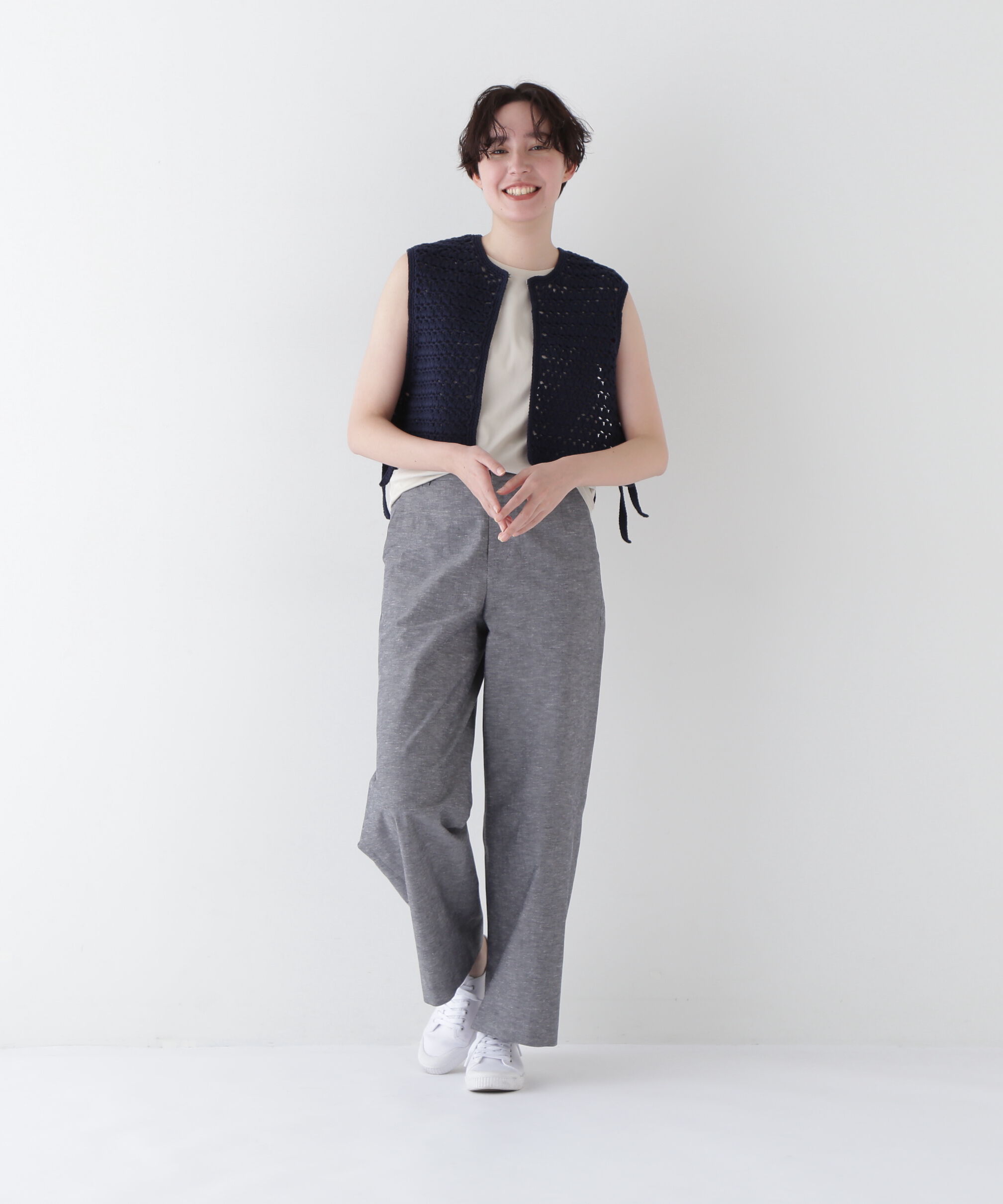  「◆綿麻シャンブレーセミワイドパンツ」|その他|