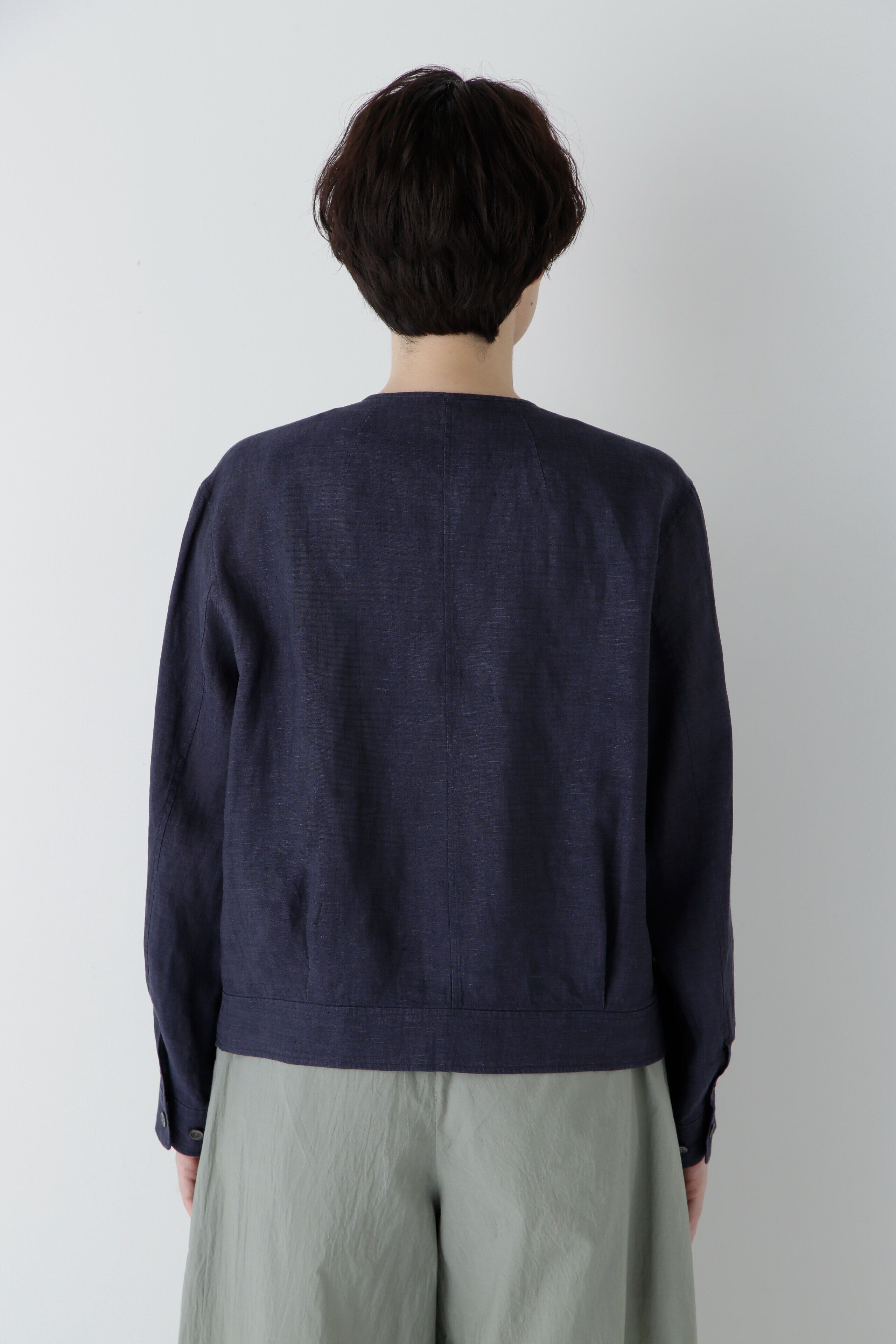  「◆ハードマンリネンノーカラージップブルゾン」|ブルゾン・スタジャン|