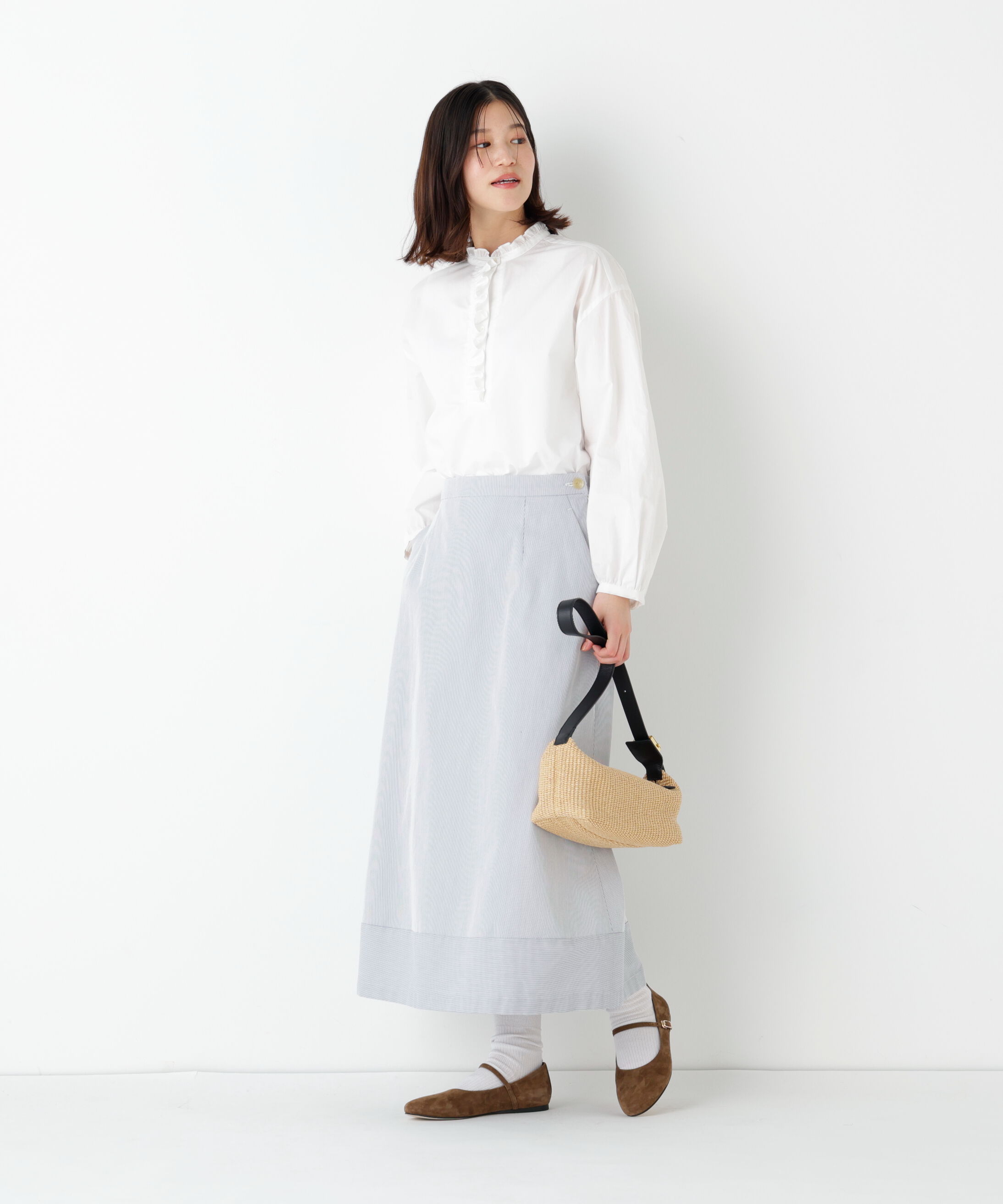  「◆《ウォッシャブル》コードストレッチセミフレアースカート」|スカート|