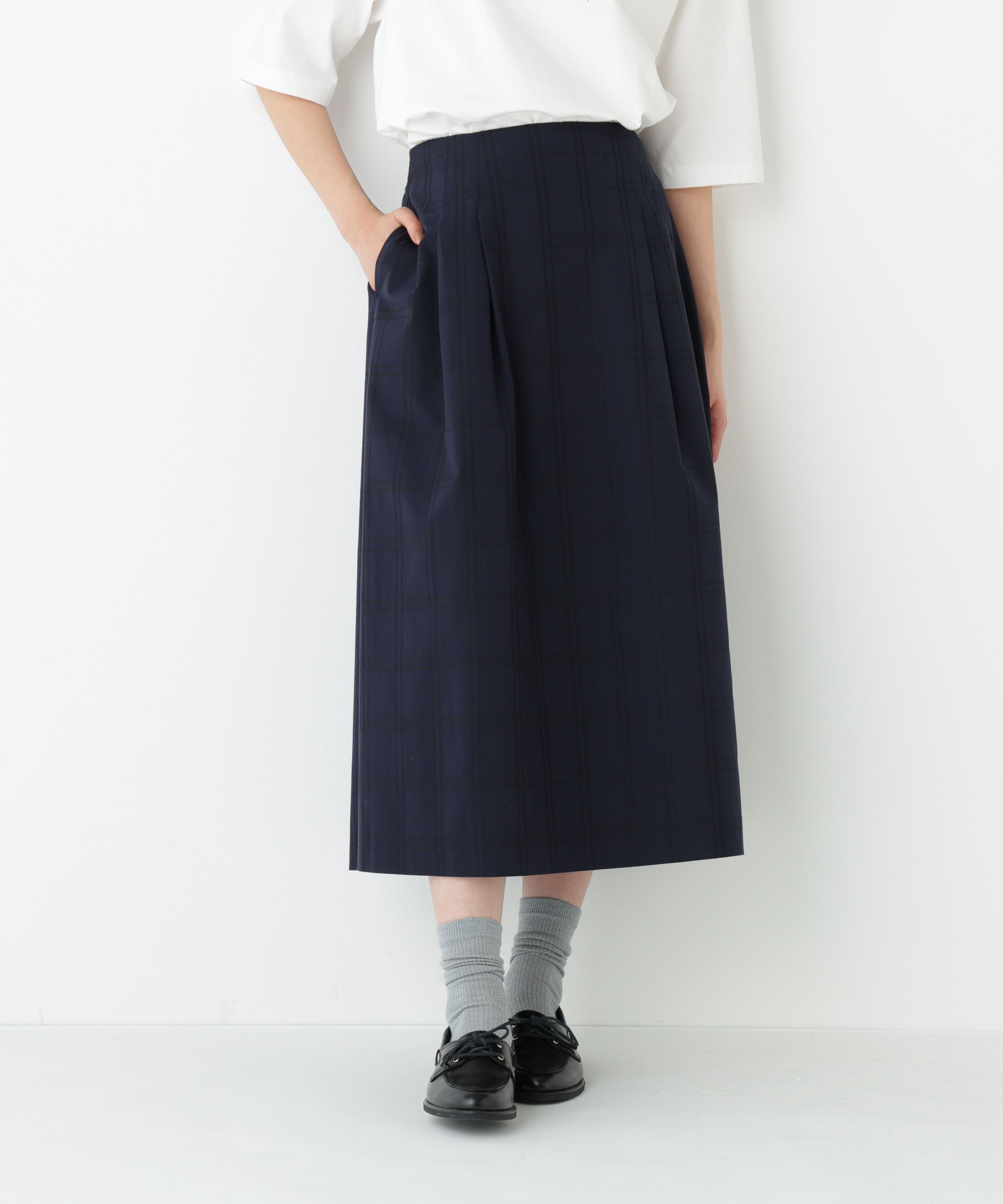  「◆《ウォッシャブル》オリジナル先染めチェックタックスカート」|スカート|ネイビーシャ 3