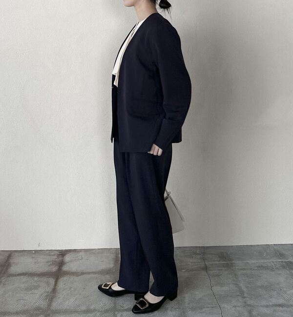 Doux archives「【セットアップ対応】ストレッチＶノーカラージャケット」|テーラードジャケット|