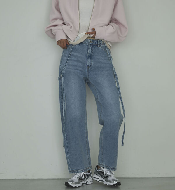 Doux archives「サスペンダー付きストレートデニムパンツ」|デニム|