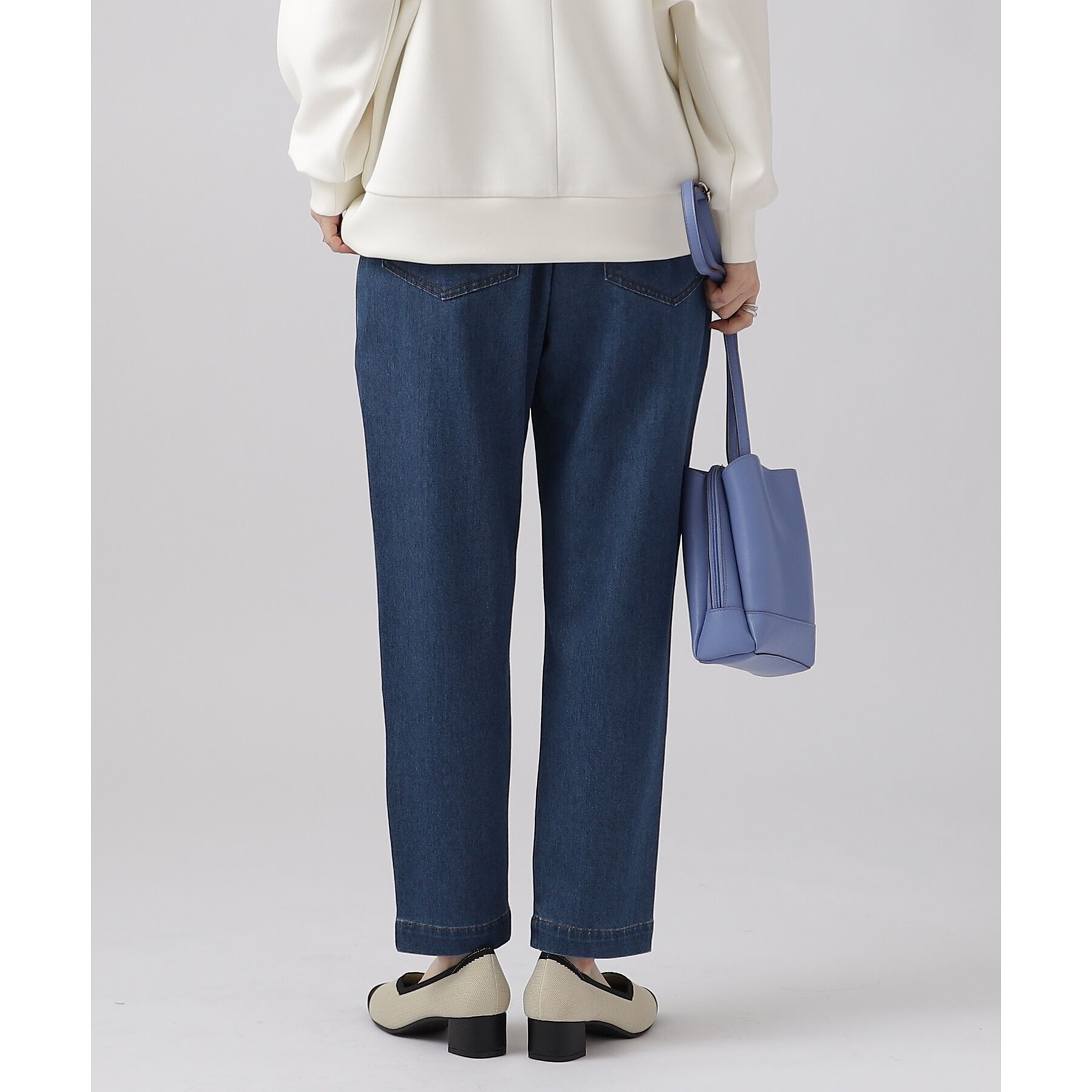 SHOO･LA･RUE「【SS-3L/洗える/美脚シルエット】ボトム選びが難しい方の救世主 デニムイージーテーパードパンツ」|デニム|