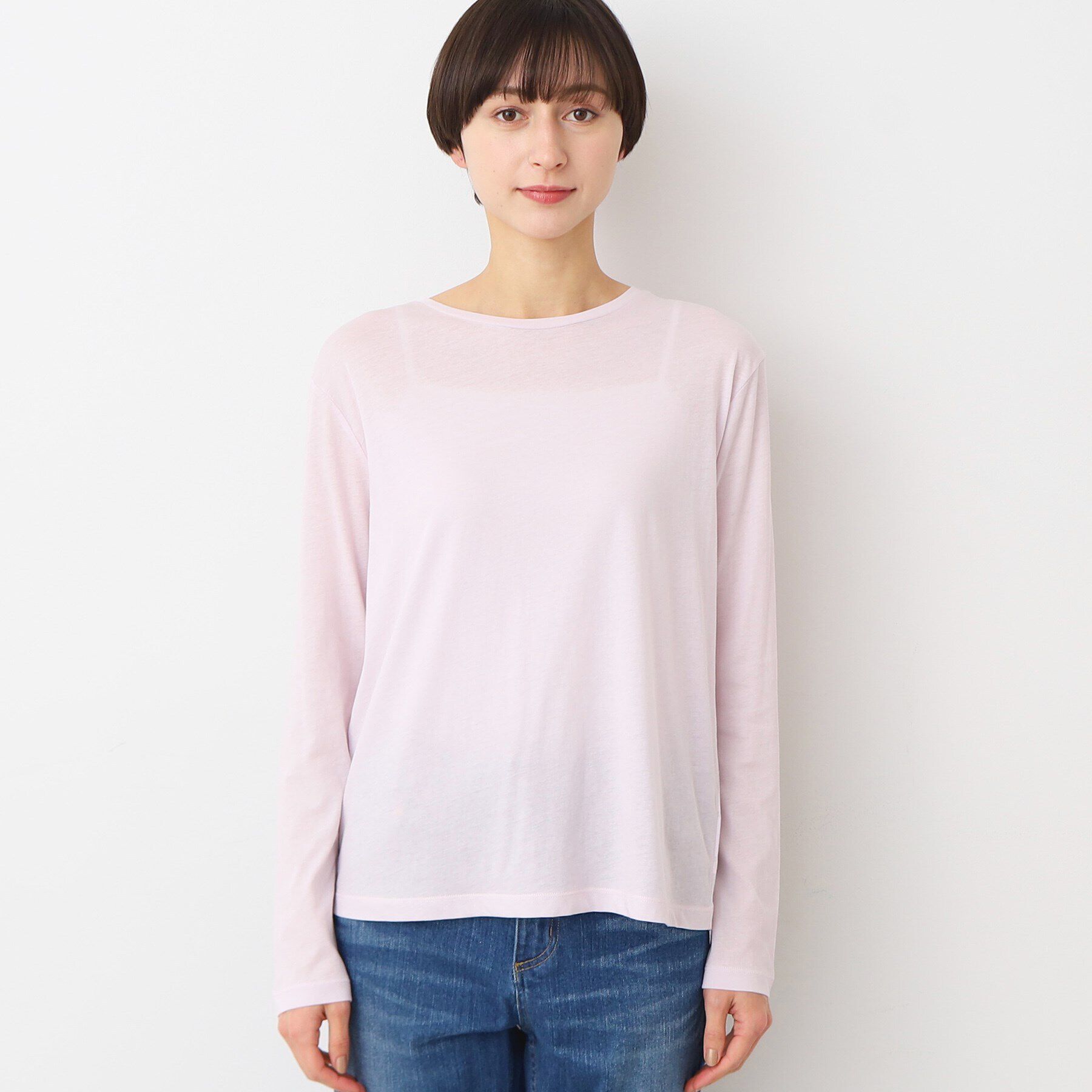 Dessin「【洗える】クルーネックシースルーロンT」|Tシャツ・カットソー|