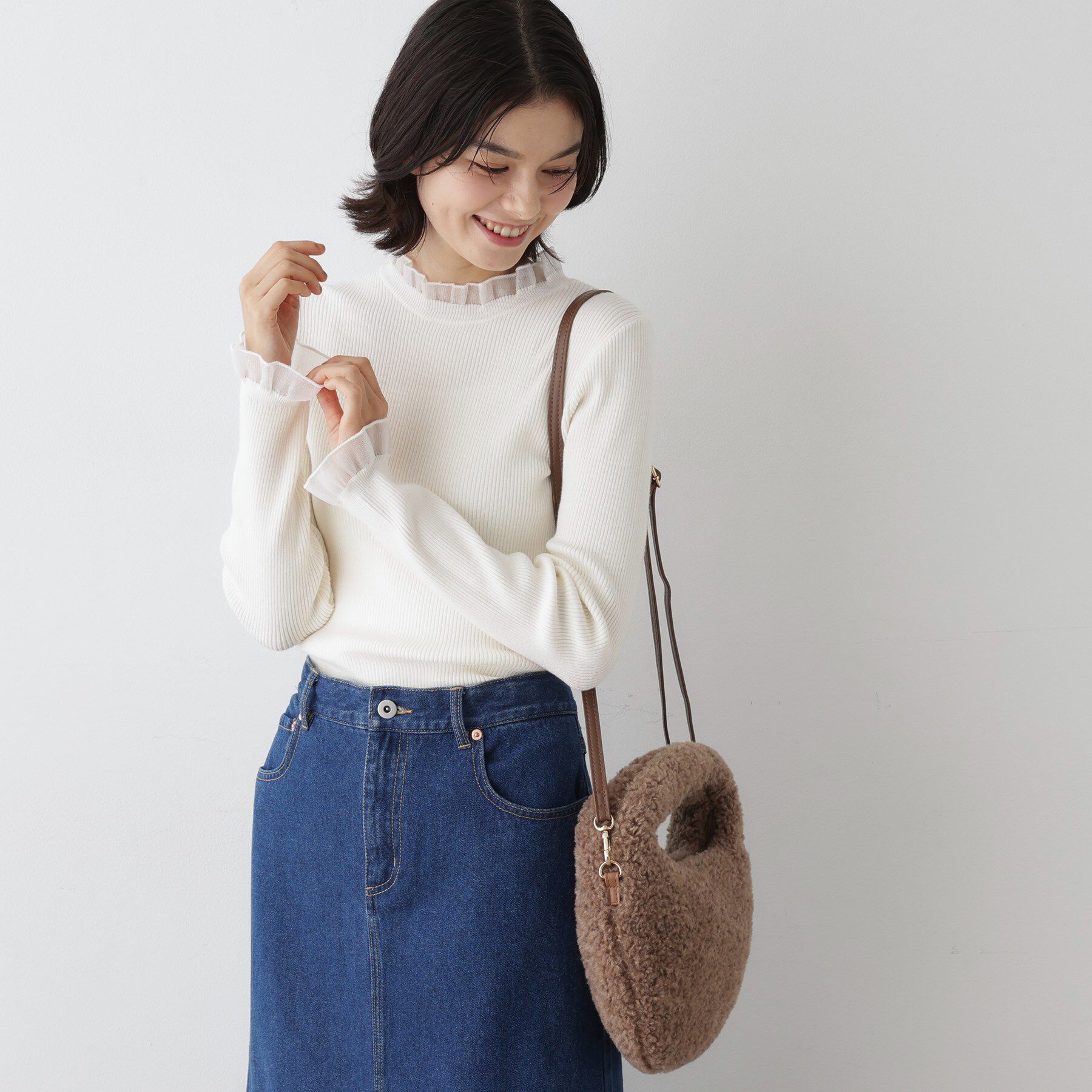 Dessin「【洗える】オーガンジーフリルニット」|ニット・セーター|