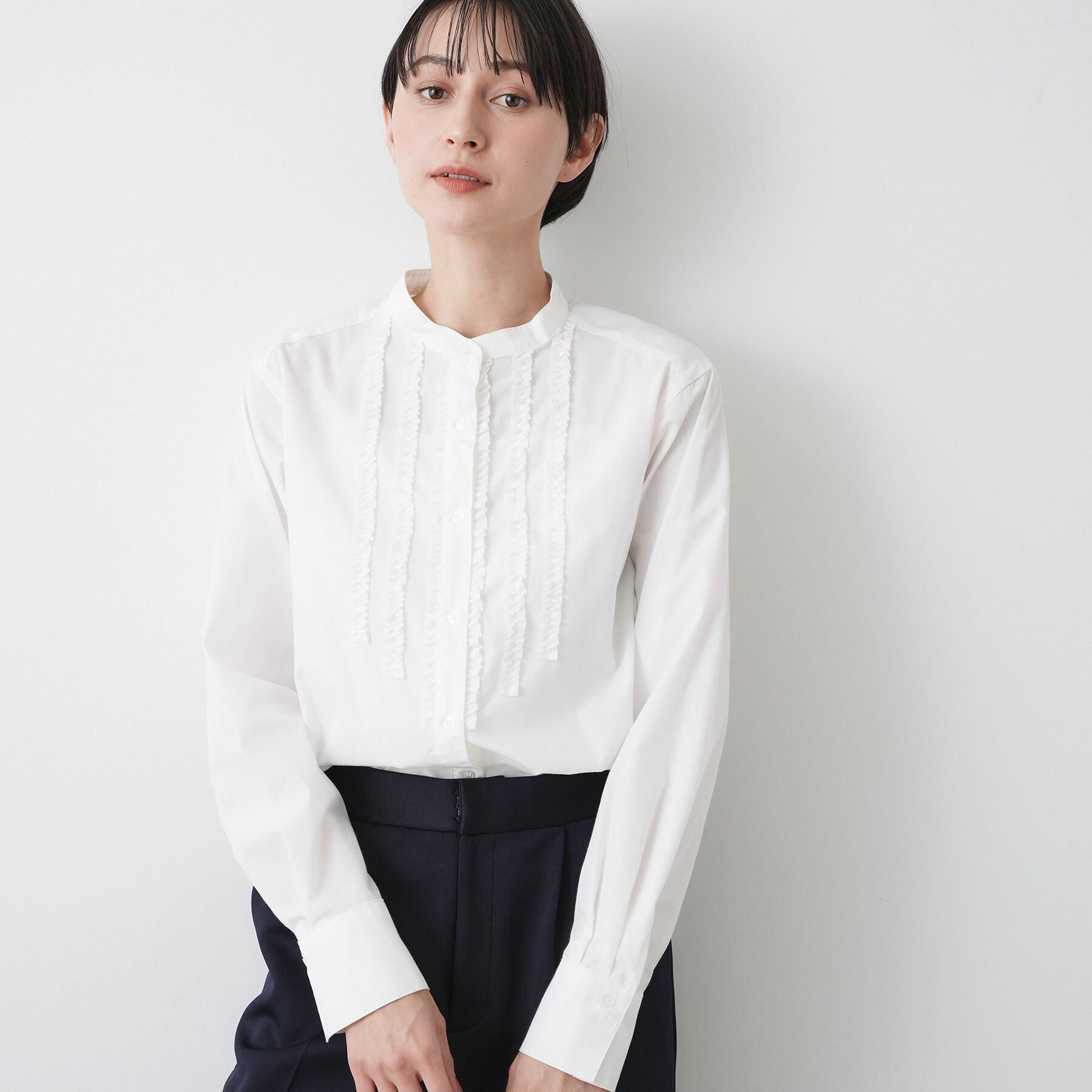 Dessin「【着映え/洗える】フロントフリルネックブラウス」|シャツ・ブラウス|