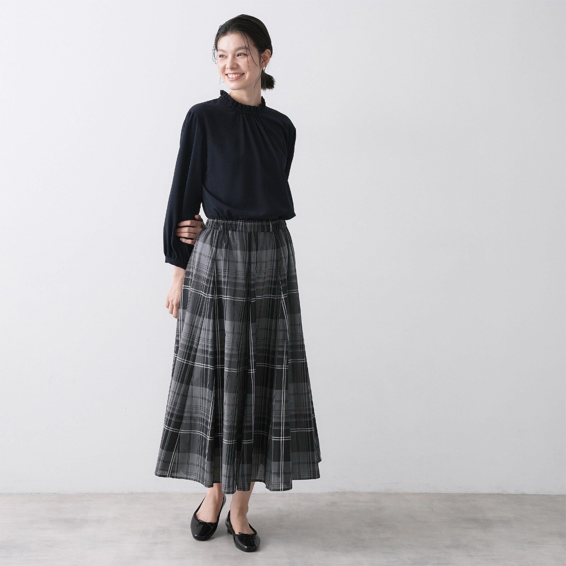 Dessin「【ウエストゴム/洗える】映えチェック柄スカート」|スカート|