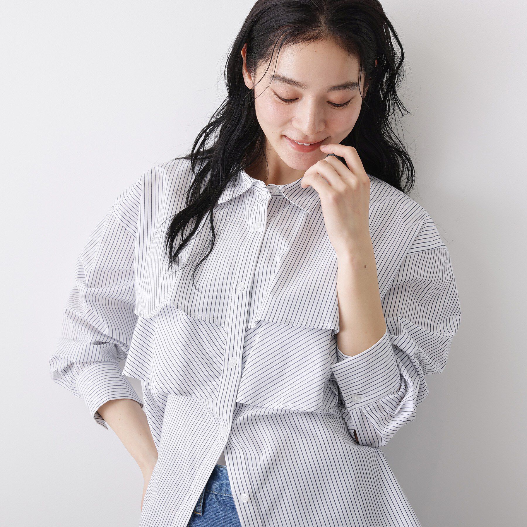 Dessin「【洗える】フリルシャツブラウス」|シャツ・ブラウス|ホワイト(301)