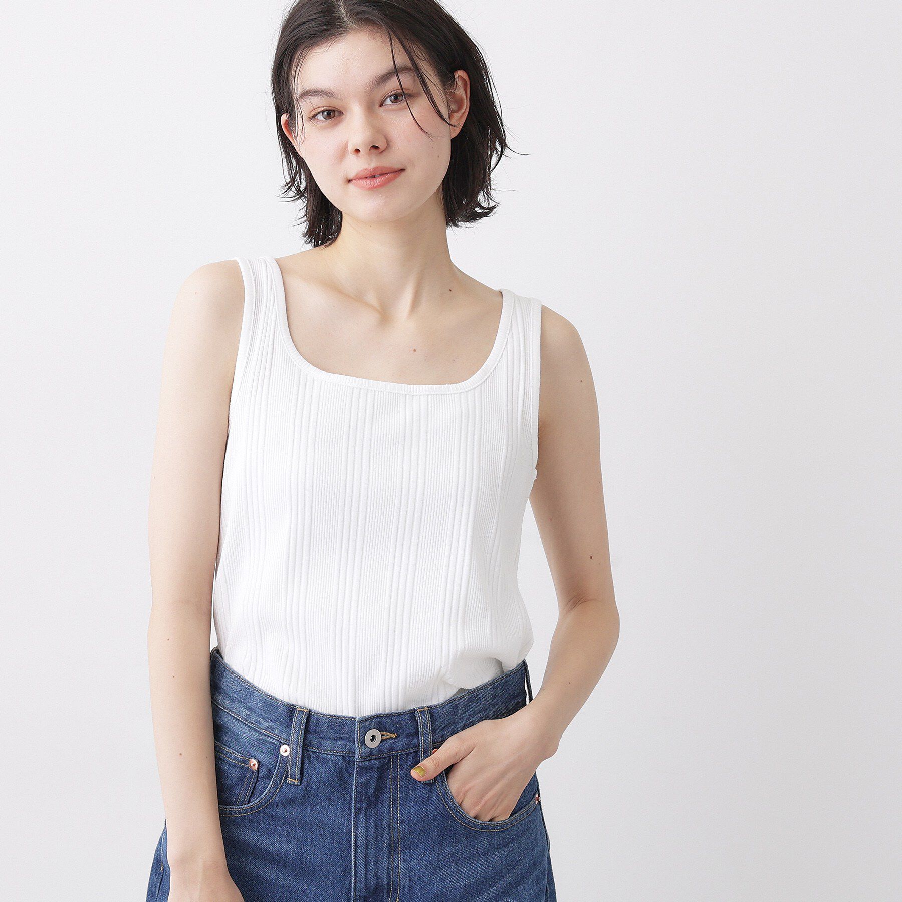 Dessin「【洗える】スクエアネックリブタンクトップ」|キャミソール|