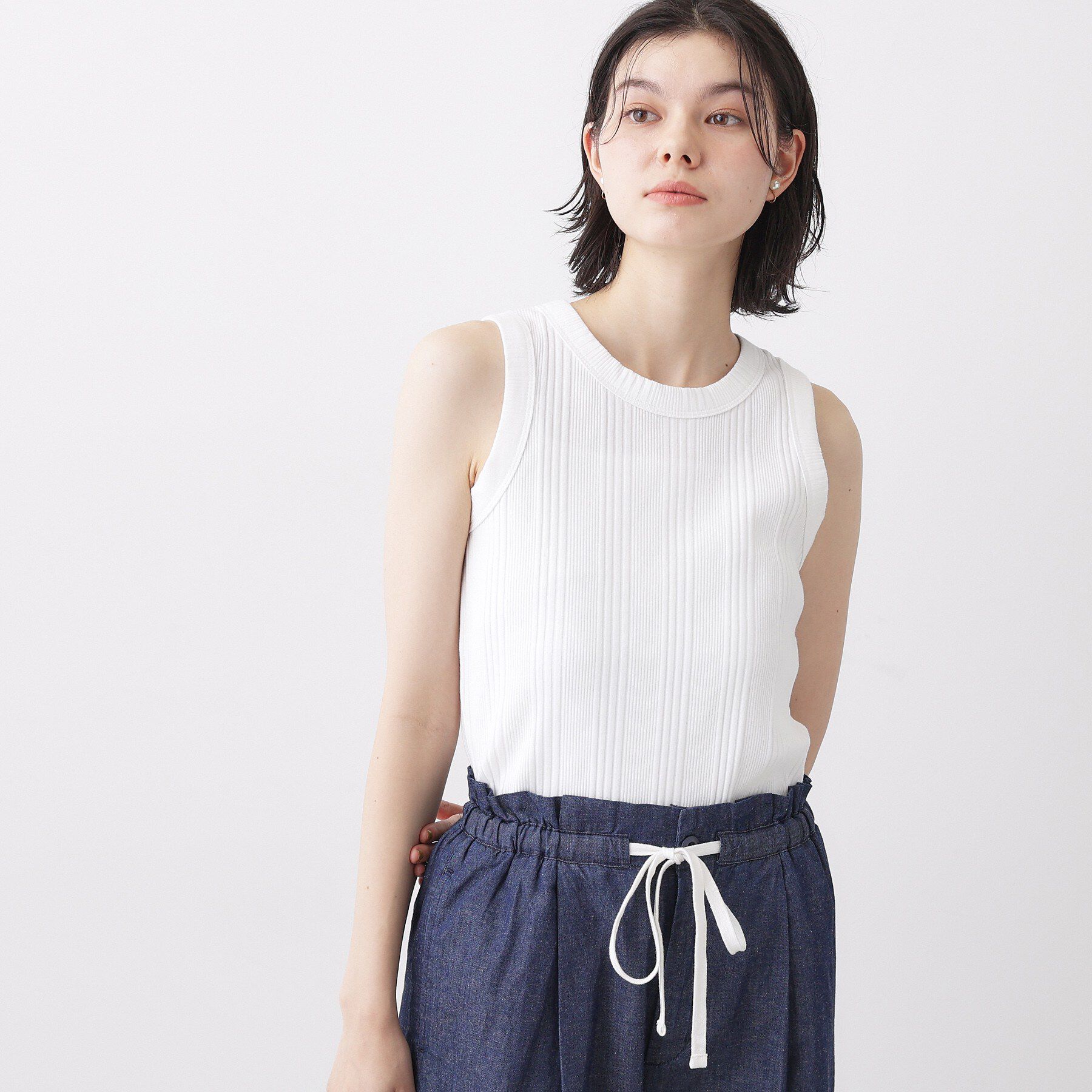 Dessin「【ユニセックス/洗える】クルーネックリブタンクトップ」|キャミソール|