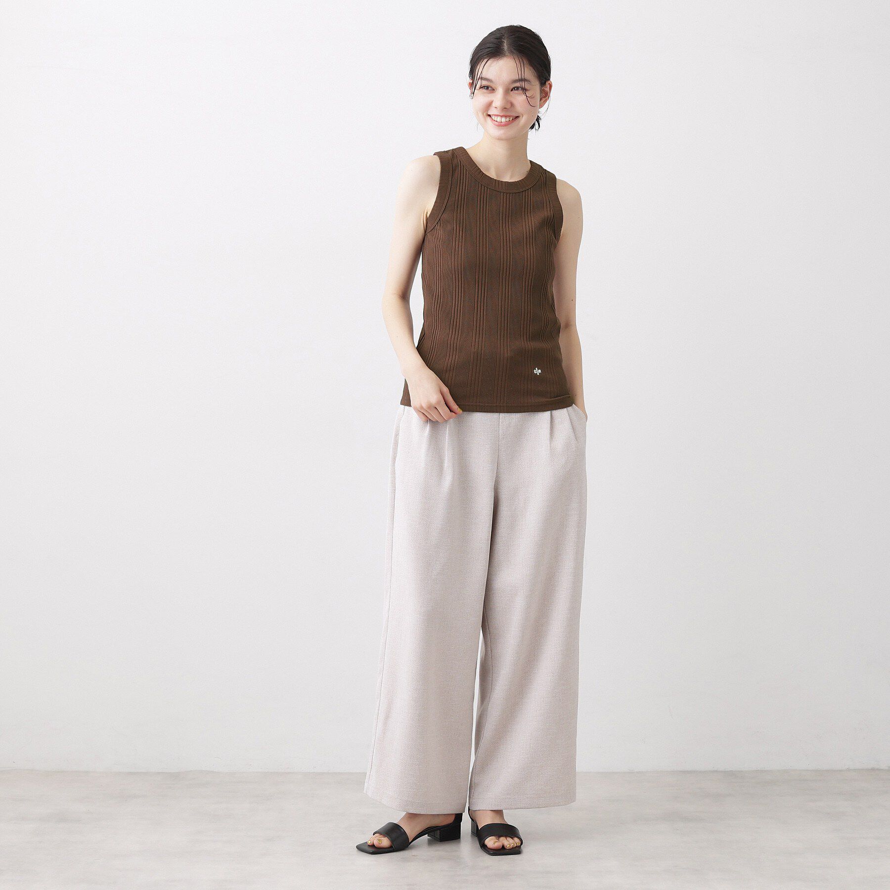 Dessin「【ユニセックス/洗える】クルーネックリブタンクトップ」|キャミソール|