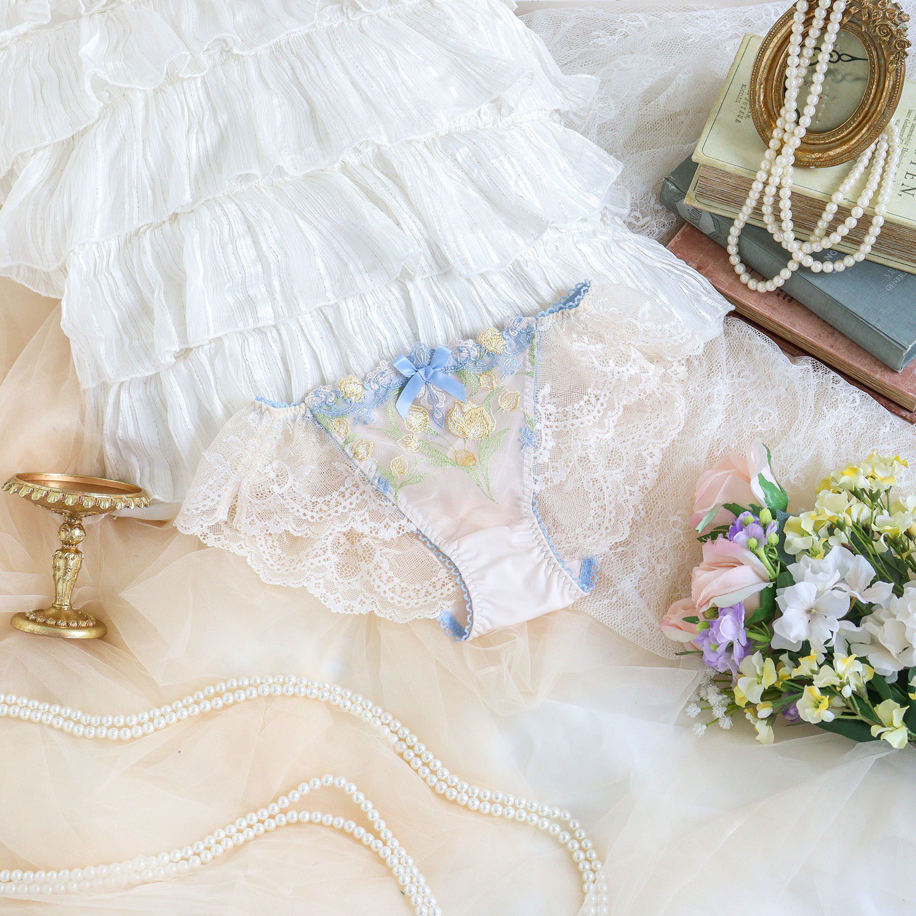 Risa Magli「ラリッサ レースショーツ」|インナー|ブルー(092)