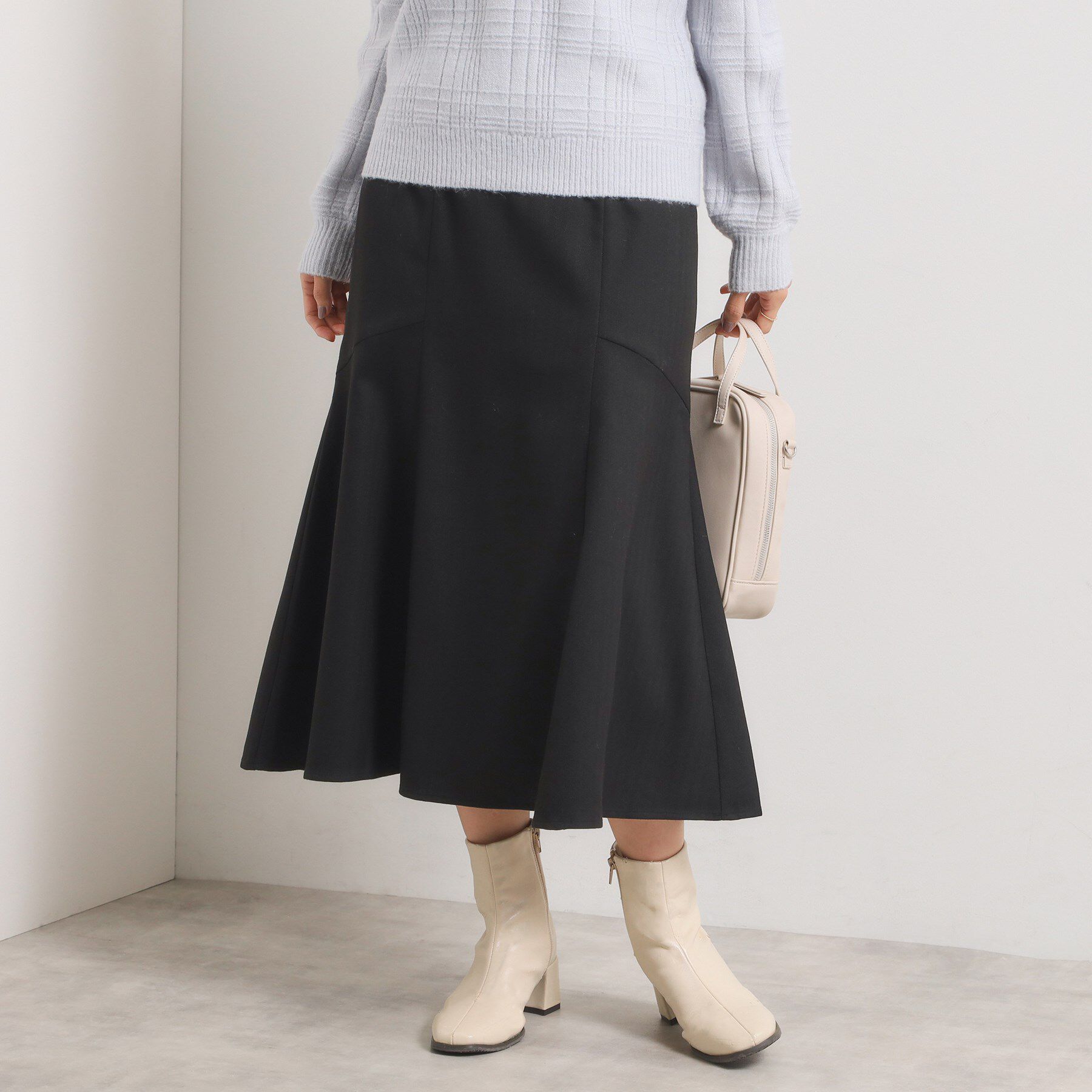 ITS&rsquo;DEMO「【手洗い可/ウエストゴム】ヘリンボーンマーメイドスカート」|スカート|ブラック(019)