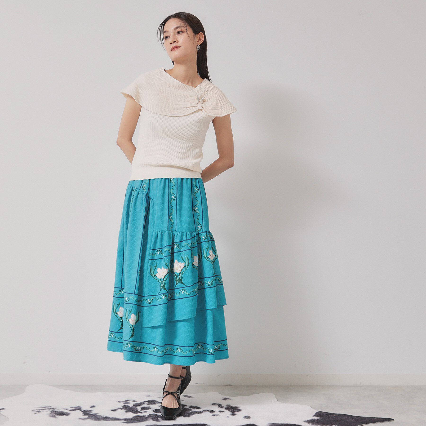 SunaUna「【ティアード／ウエストゴム】オリエンタルパネルスカート」|スカート|