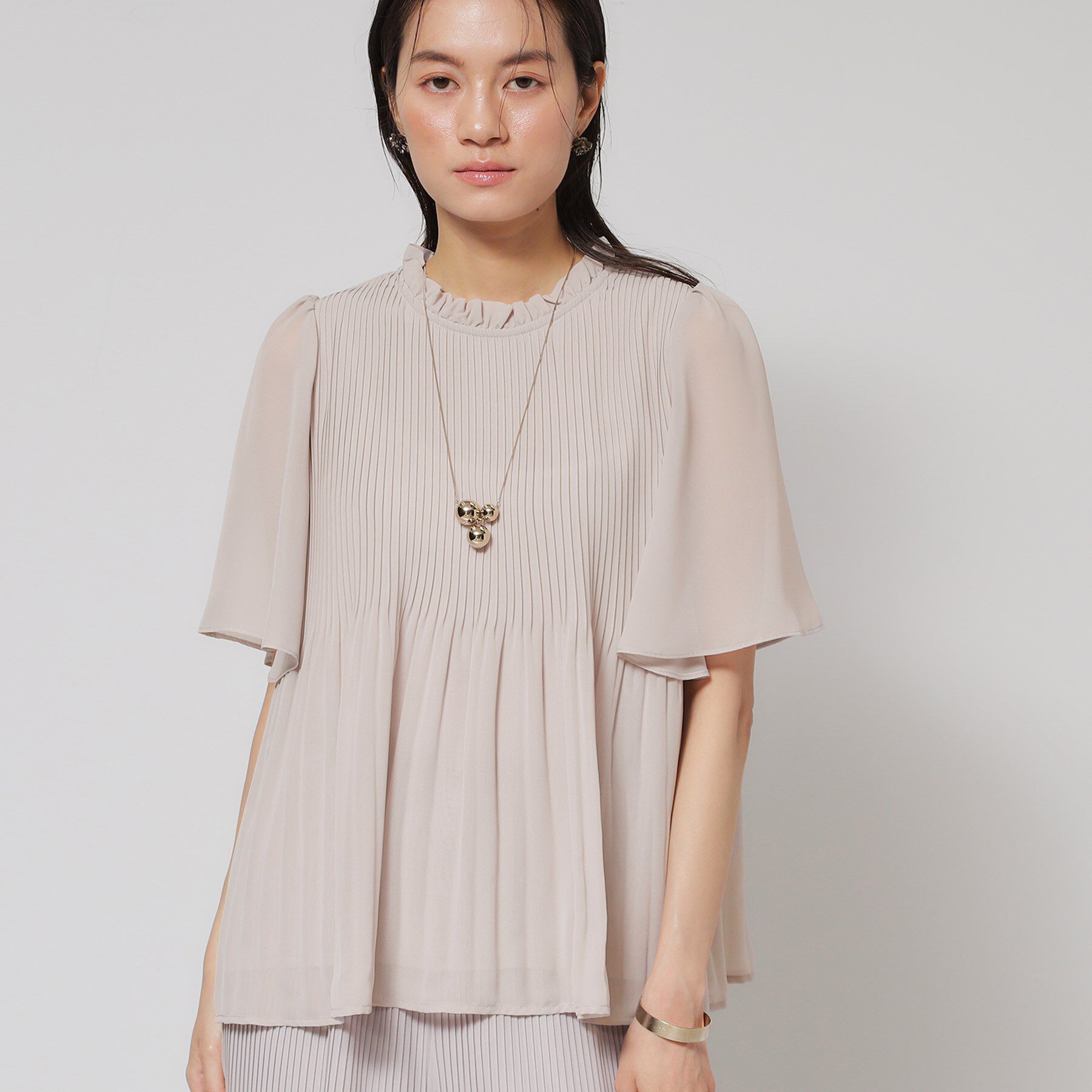 SunaUna「【プリーツ／フレアスリーブ】Aラインブラウス」|シャツ・ブラウス|