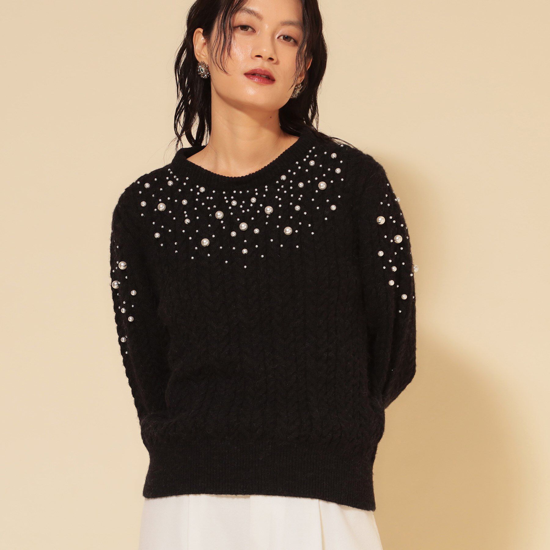 SunaUna「【COLLECTION LINE】衿付きパール調ニット」|ニット・セーター|