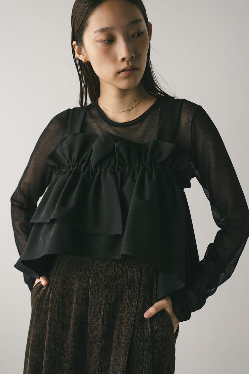 STYLEMIXER「アシンメトリーフリルビスチェ」|キャミソール|BLK