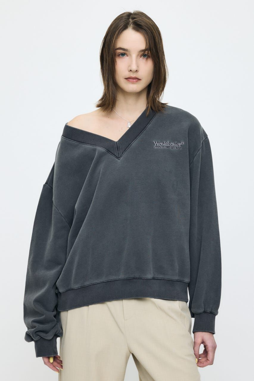MOUSSY「FADED V NECK SWEAT シャツ」|パーカー|L/BLK1