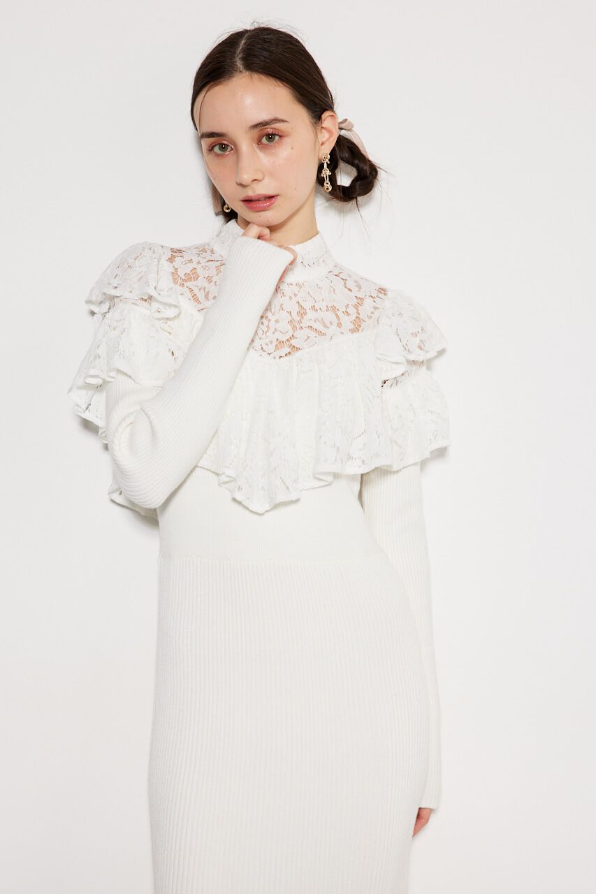 rienda「レースコンビマーメイドKnit OP」|ワンピース|