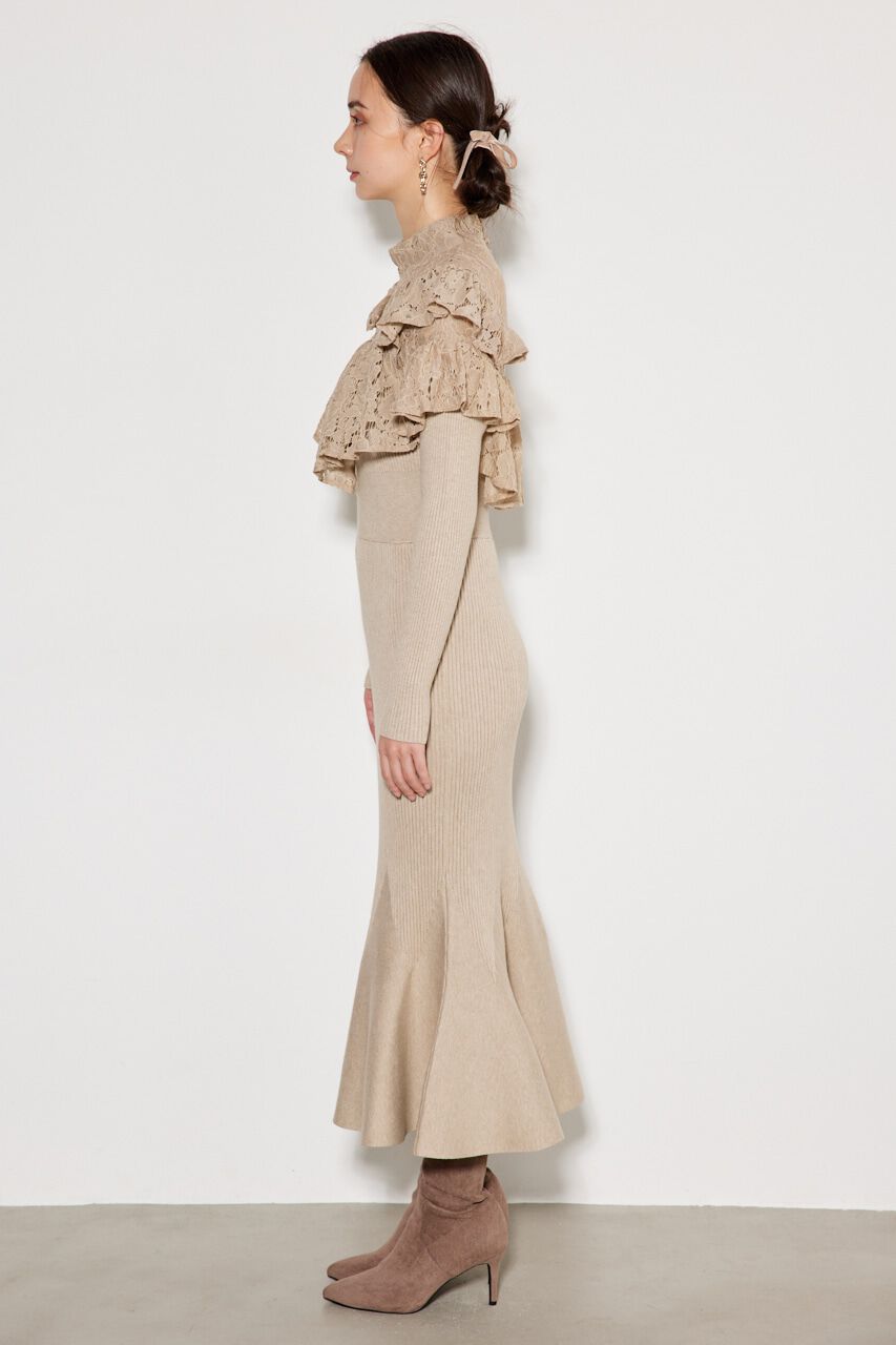 rienda「レースコンビマーメイドKnit OP」|ワンピース|