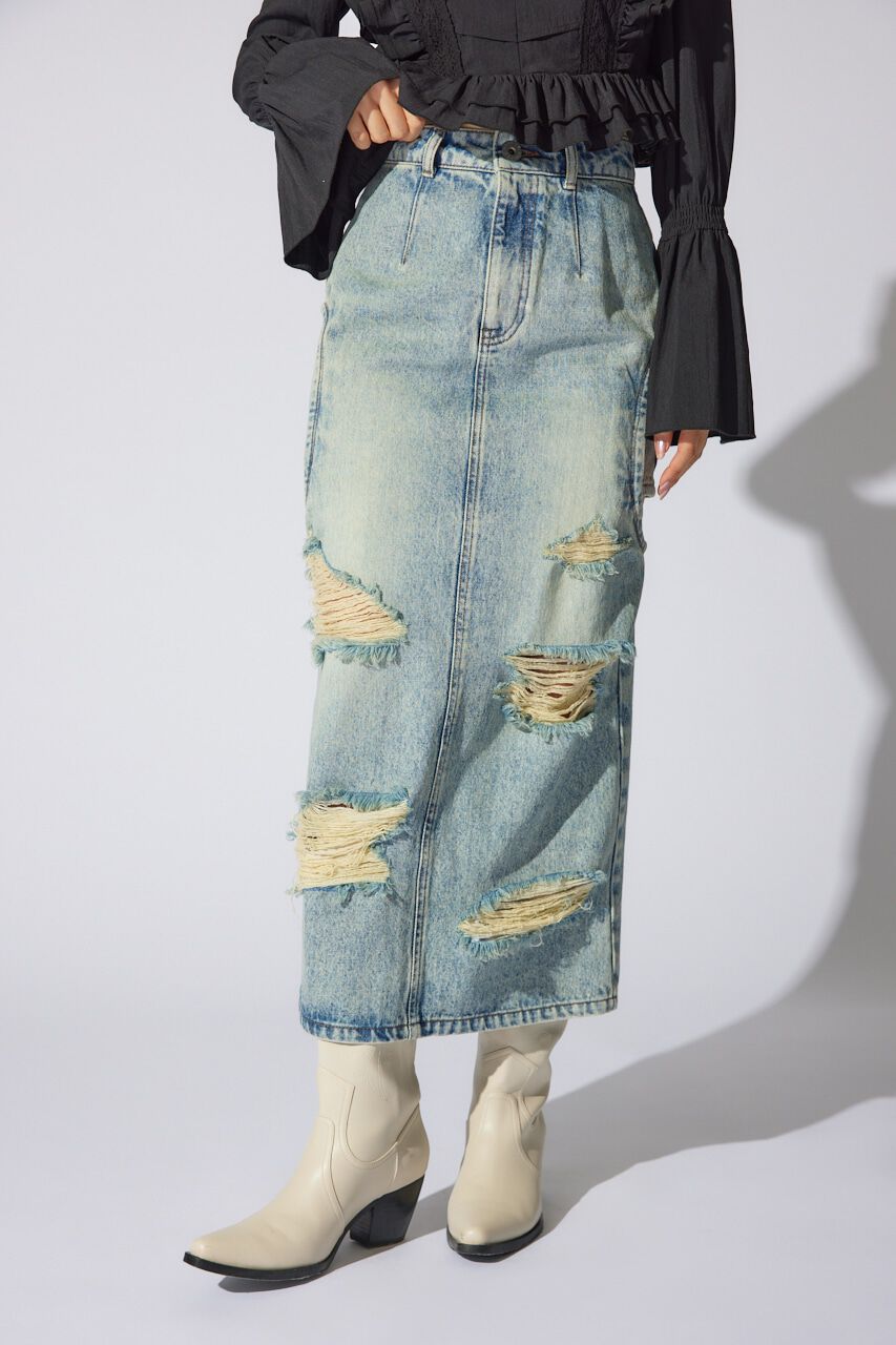 rienda「サイドオープンレイヤードデニムスカート」|スカート|