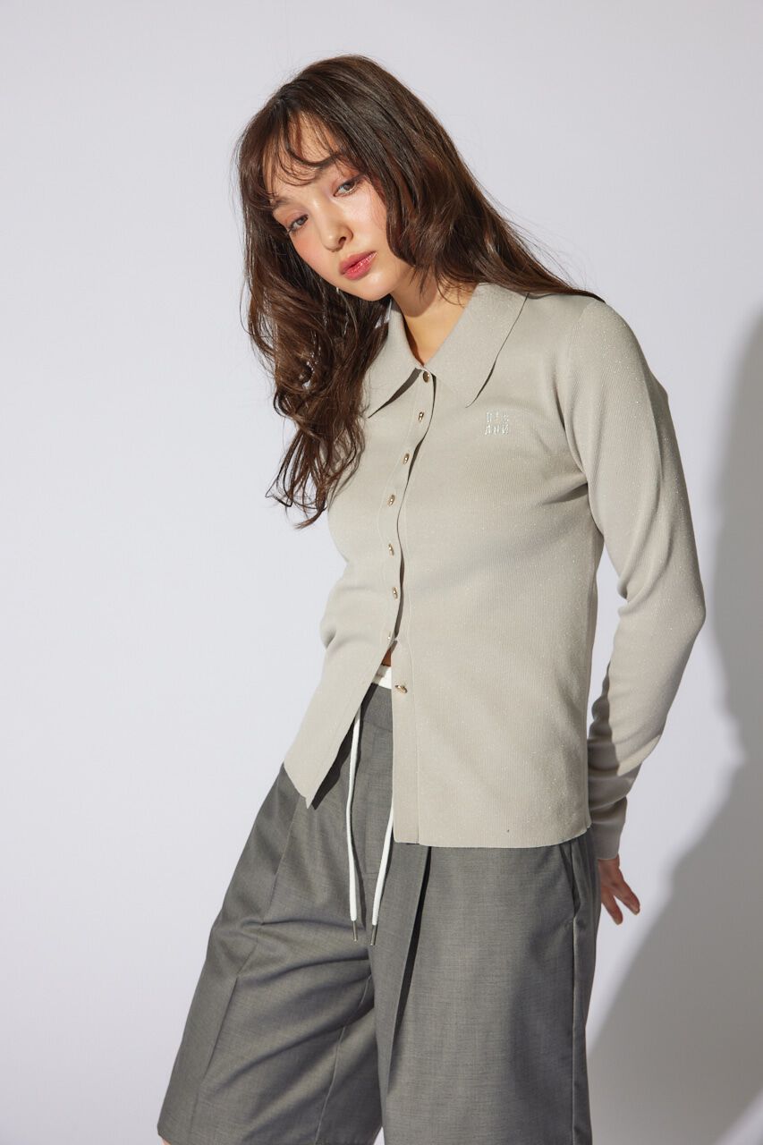 rienda「刺繍ロゴニットカーディガントップス」|ニット・セーター|