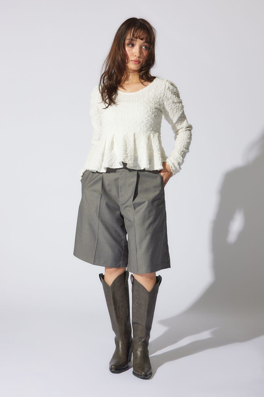 rienda「レイヤードパターンジャストウエストハーフパンツ」|その他|GRY