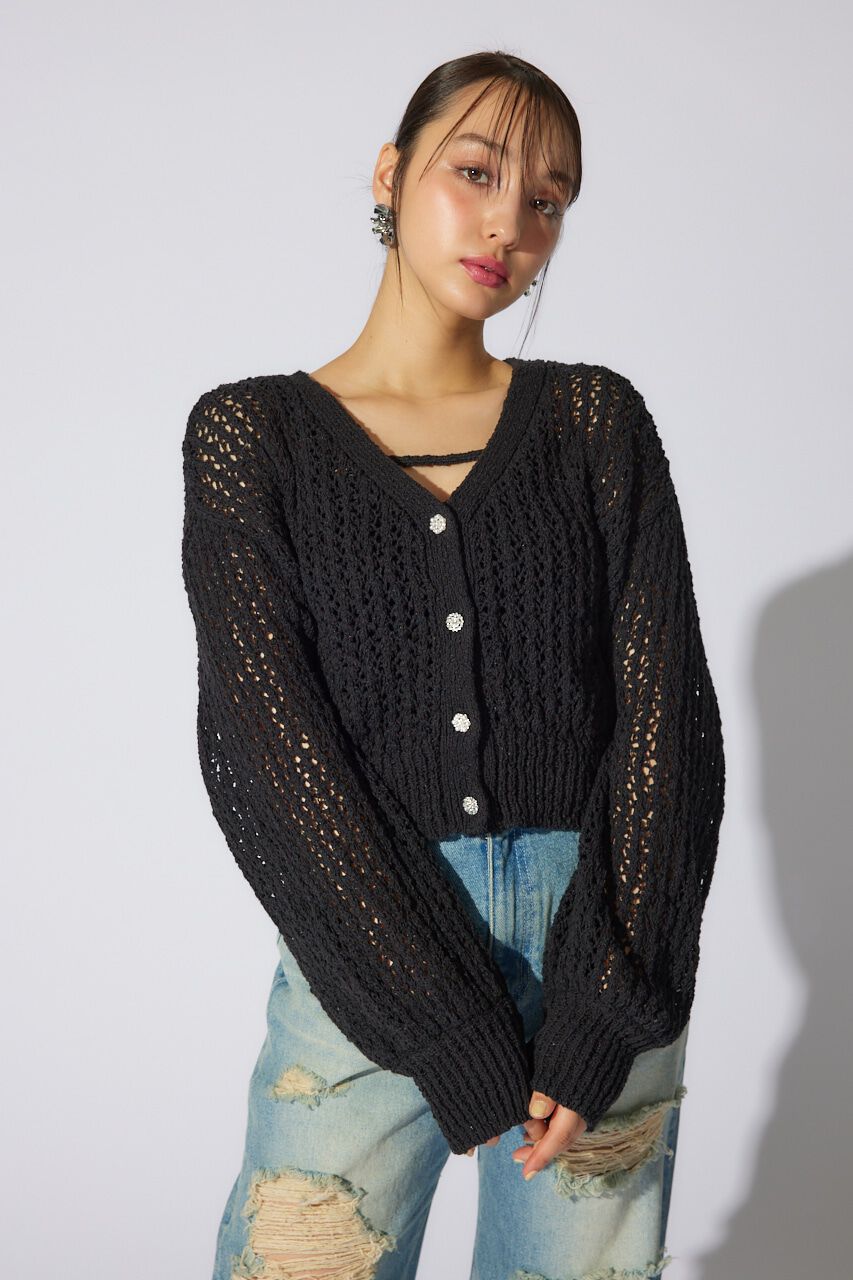 rienda「ビジューニットカーディガン」|カーディガン|