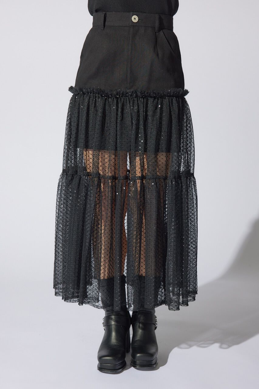 rienda「シアーコンビフレアジャストウエストスカート」|スカート|