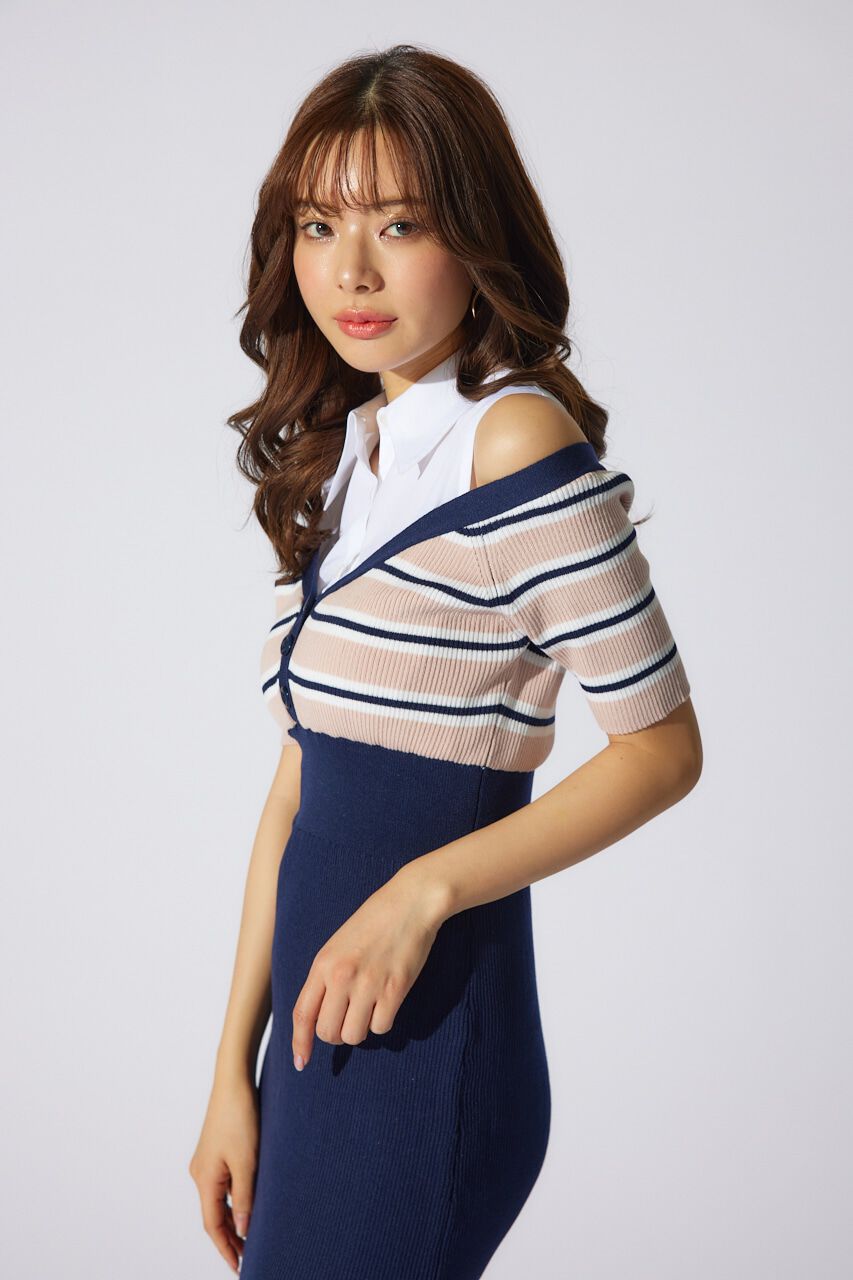 rienda「シャツレイヤードコンビマーメイドニットワンピース」|ワンピース|