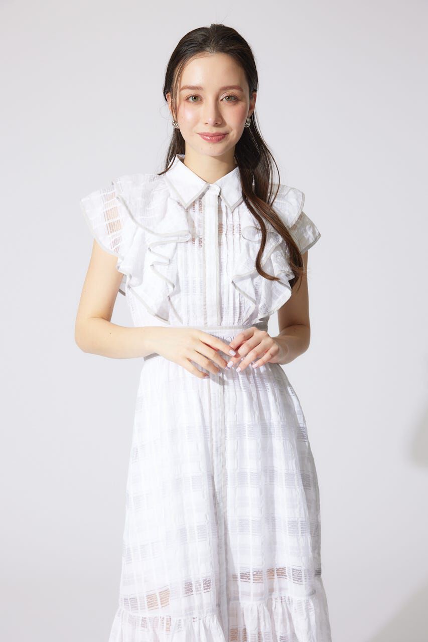 rienda「配色ロゴダブルフリルティアードワンピース」|ワンピース|