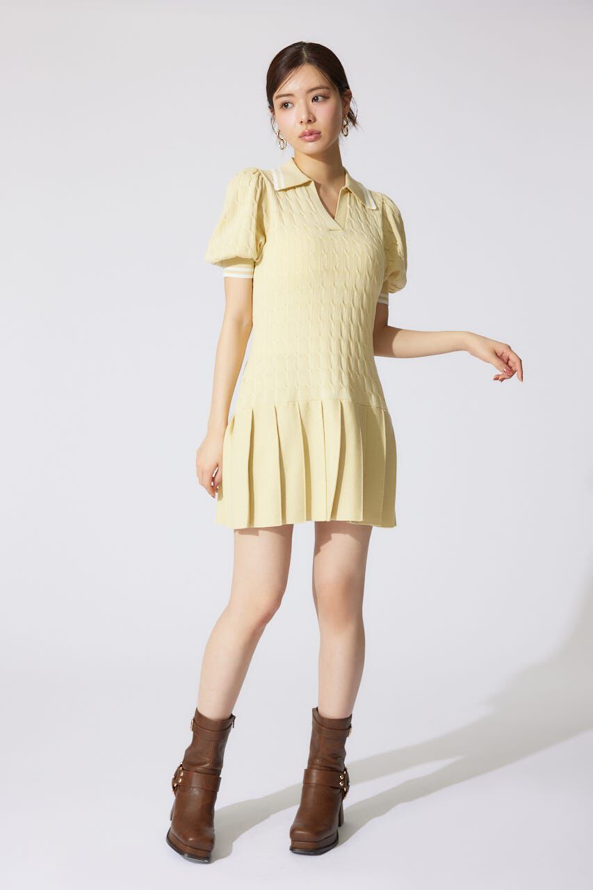 rienda「スキッパーデザインニットミニワンピース」|ワンピース|