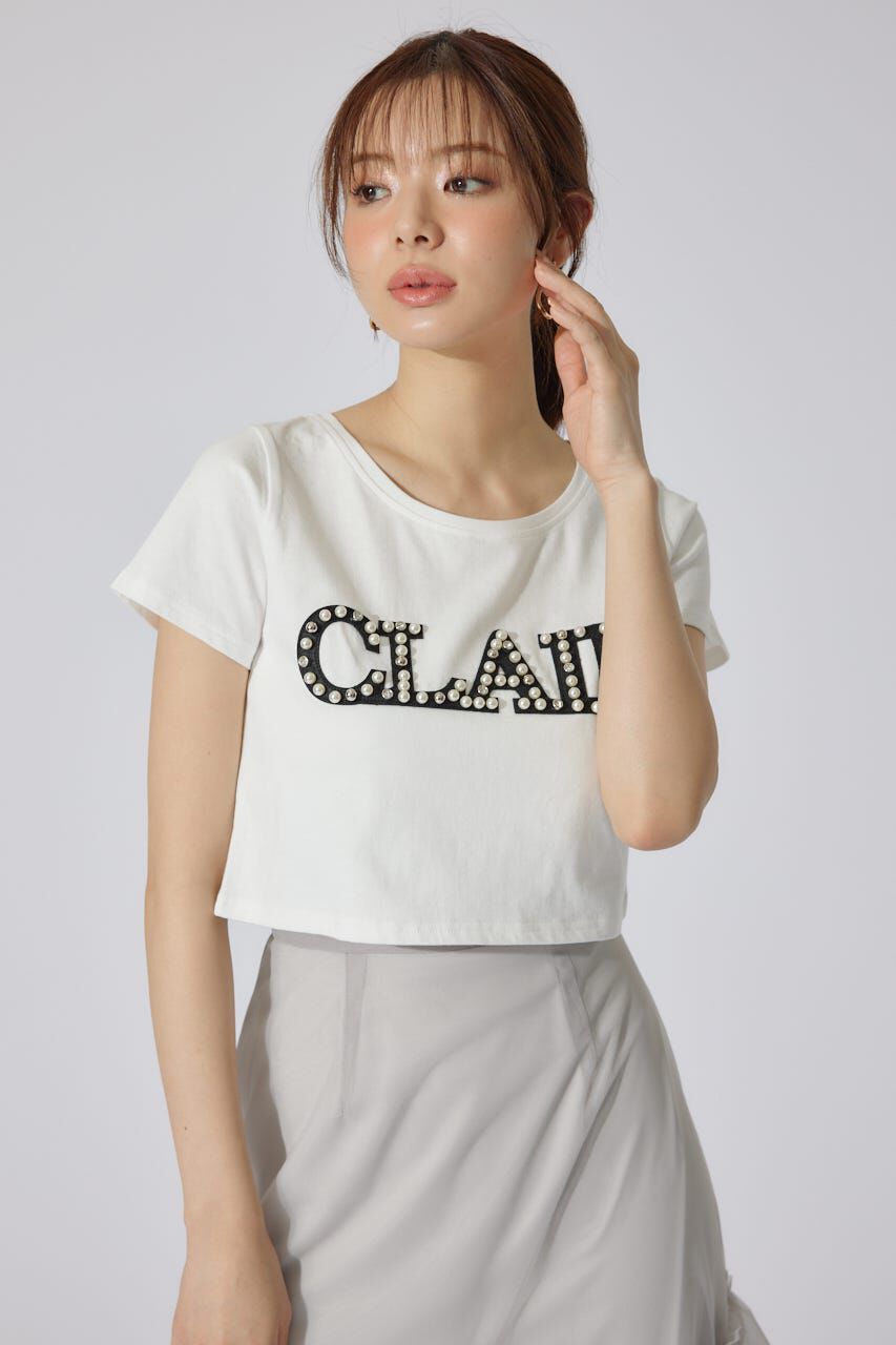 rienda「スランクビジューショートTシャツ」|Tシャツ・カットソー|