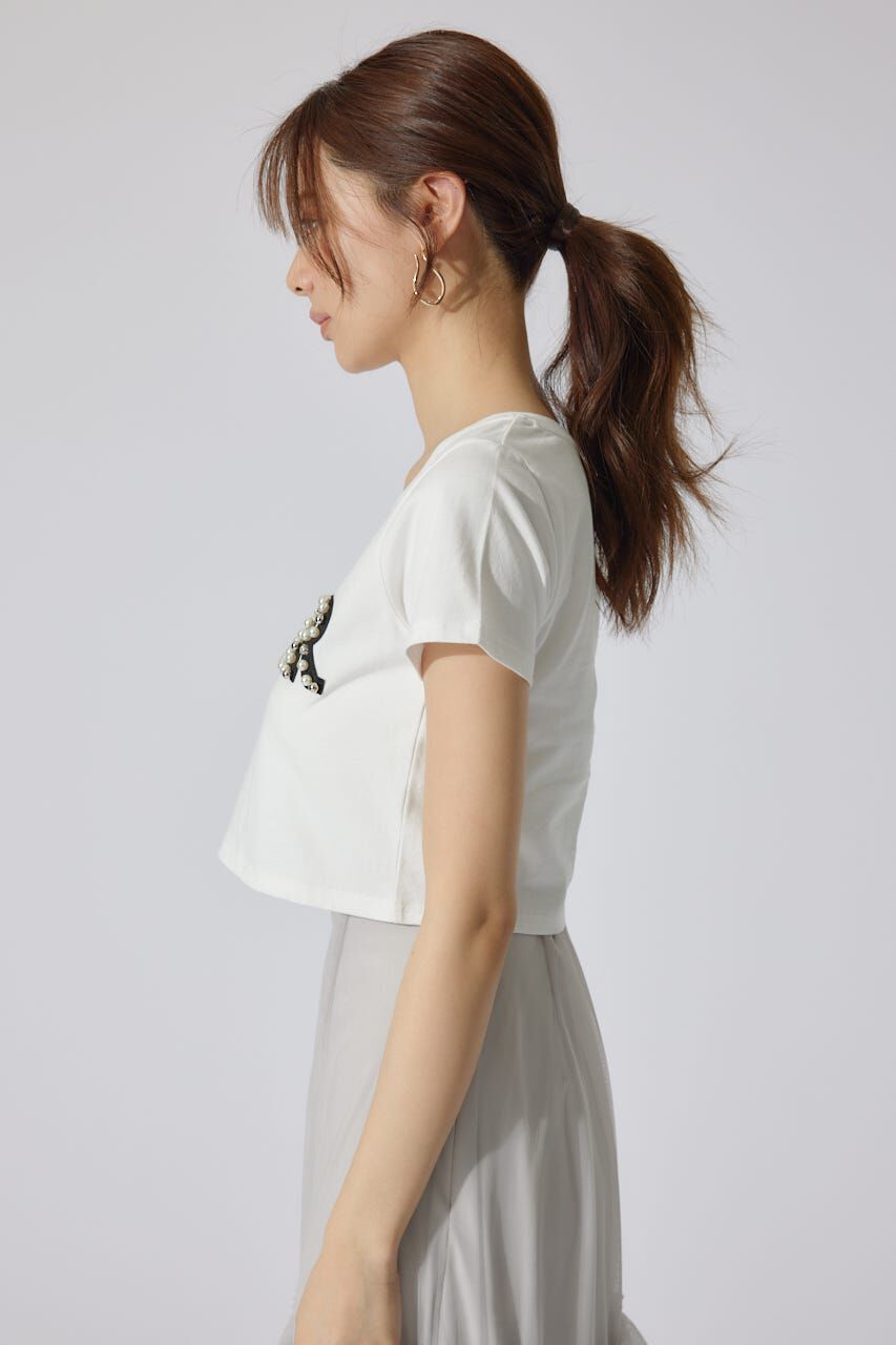 rienda「スランクビジューショートTシャツ」|Tシャツ・カットソー|