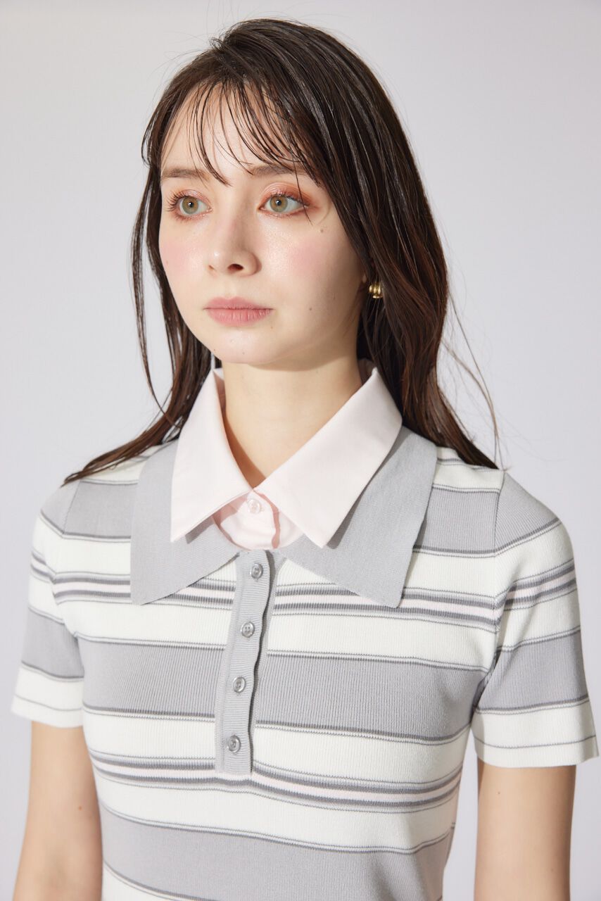 rienda「ダブルカラーニットワンピース」|ワンピース|