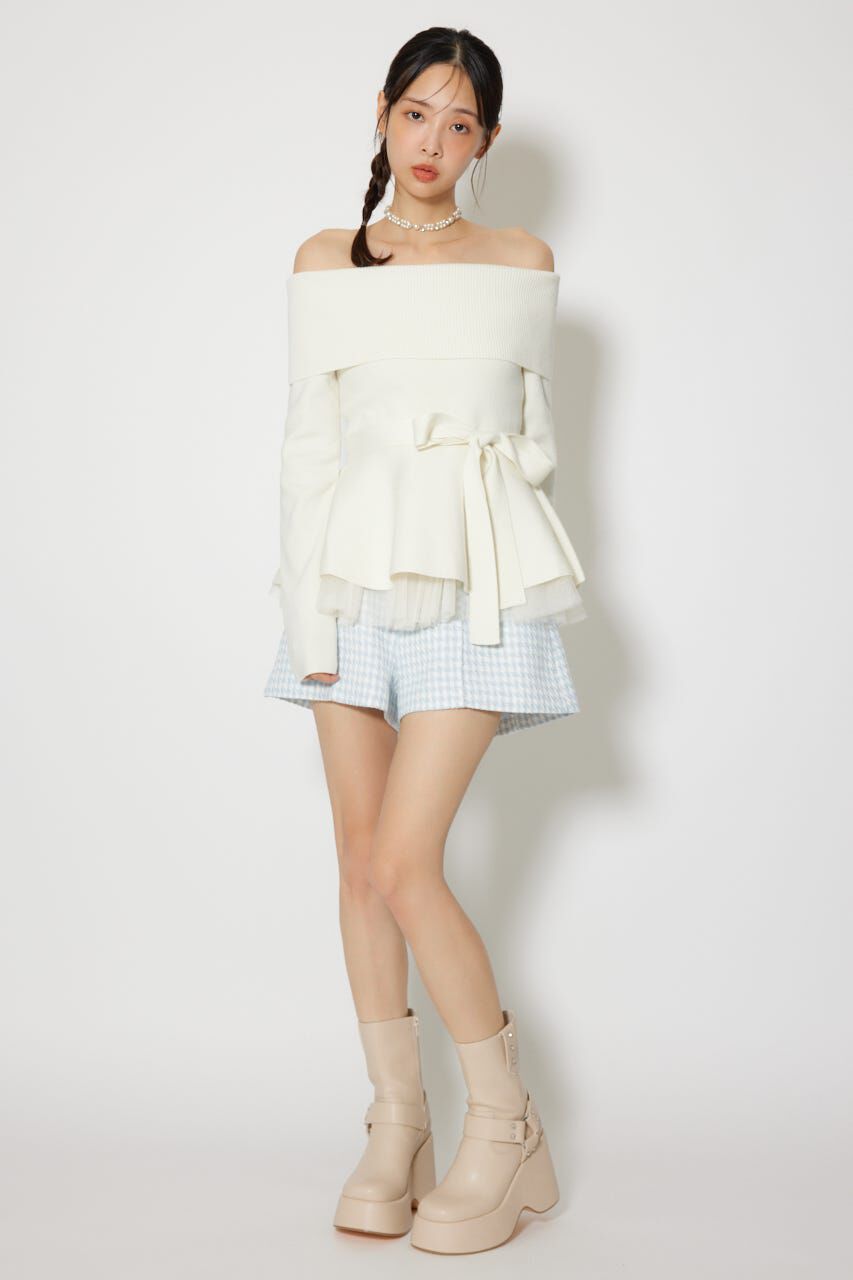 rienda「チュールレイヤードペプラムニットトップス」|ニット・セーター|