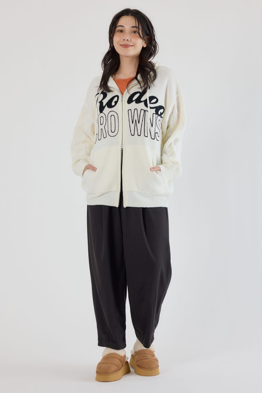 RODEO CROWNS「ロゴケーブルニットジップフーディー」|パーカー|