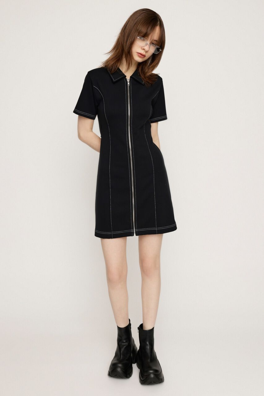 SLY「FRONT ZIP BACK OPEN ショートワンピース」|ワンピース|